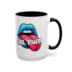 GRL PWR Accent Coffee Mug - Bold Fun Design for Empowerment, Great Gift for Friends, Coffee Lovers, Birthdays, and Celebrations