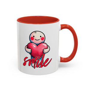 Smiling Heart Accent Coffee Mug - 11oz & 15oz | Cute Gift for Friends & Family