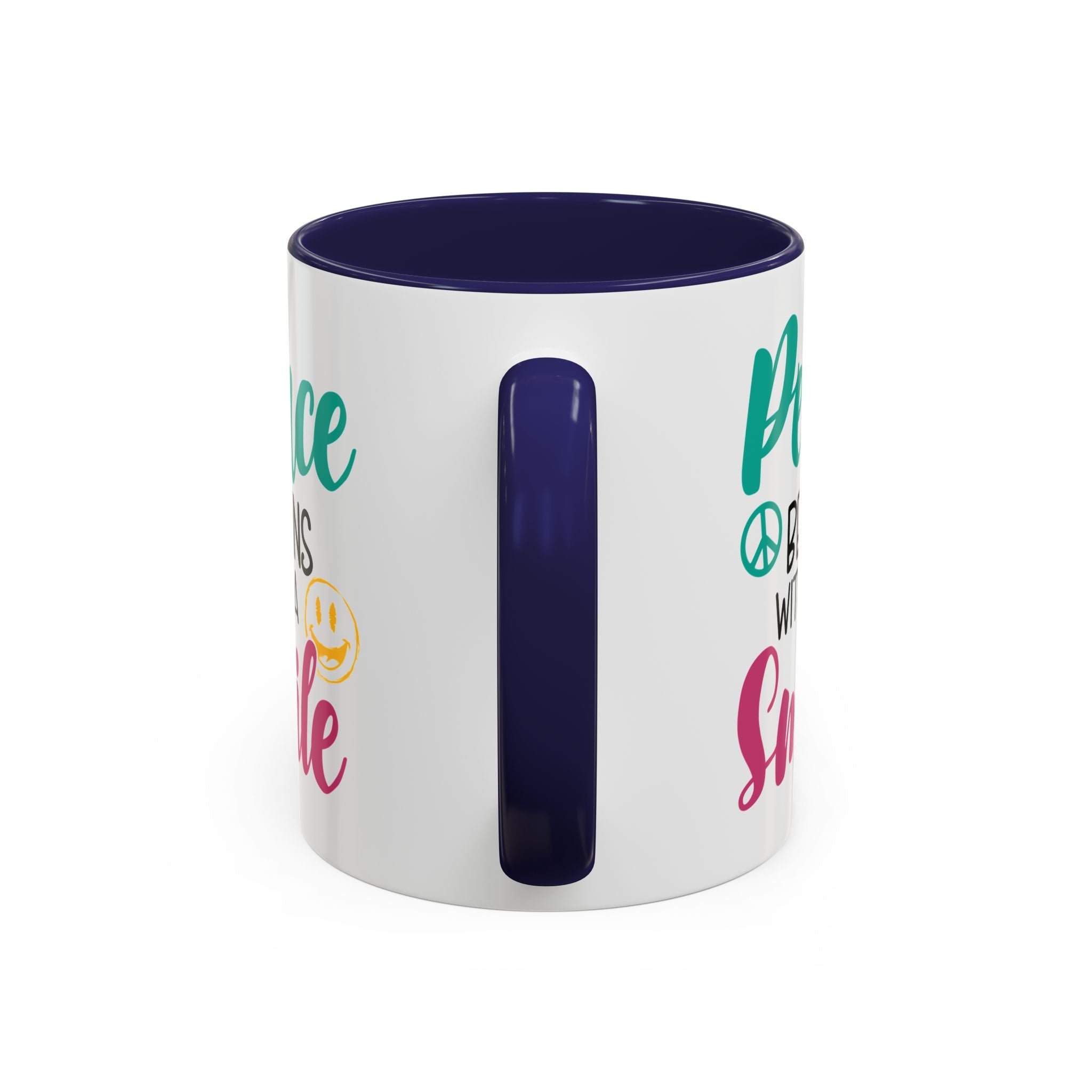 Inspirational Peace Coffee Mug - "Peace Begins with a Smile" - 11oz & 15oz