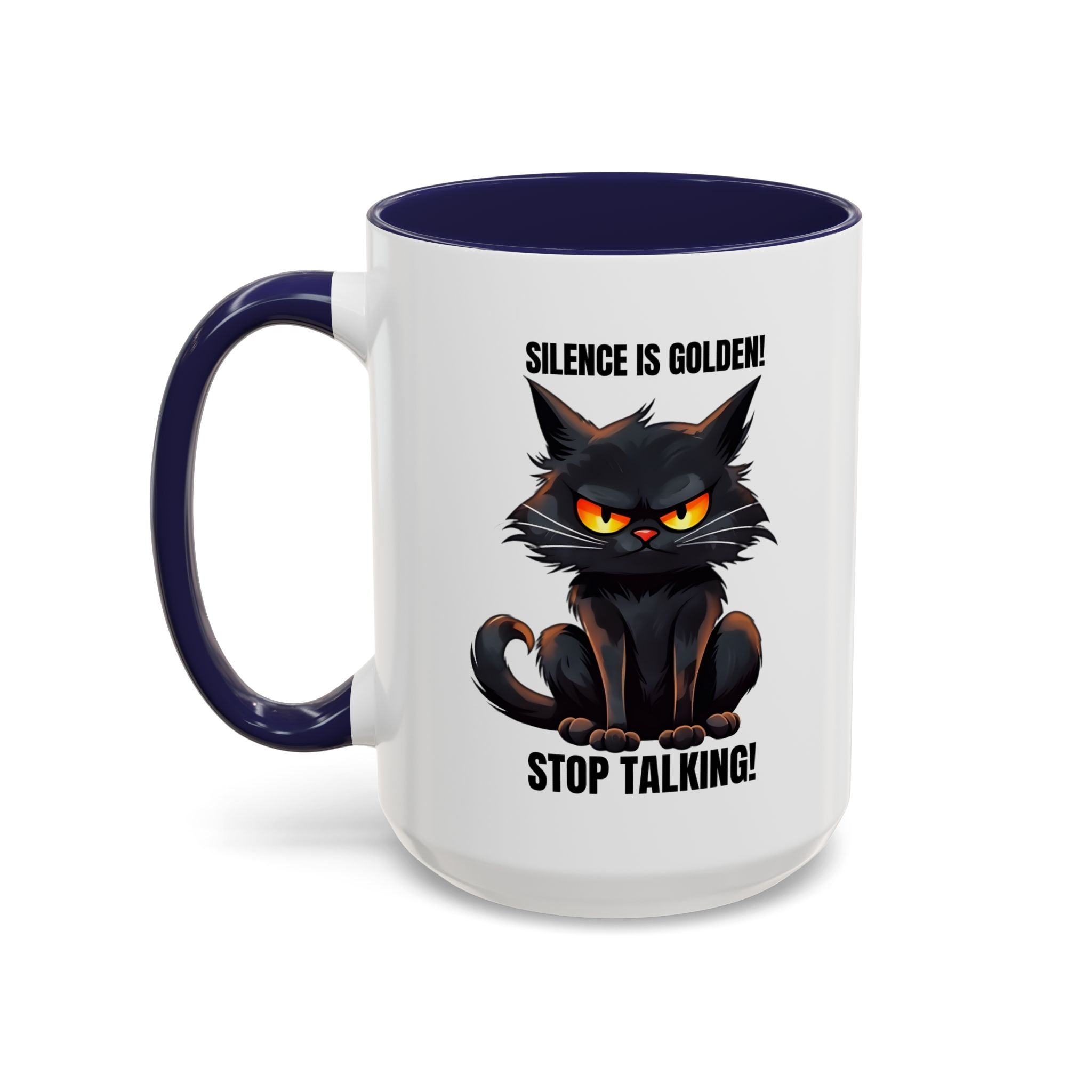 Funny Cat Mug | Silence Is Golden Coffee Cup | Gift for Cat Lovers | Humorous Kitchenware | Ceramic Teacup | Unique Animal Gifts
