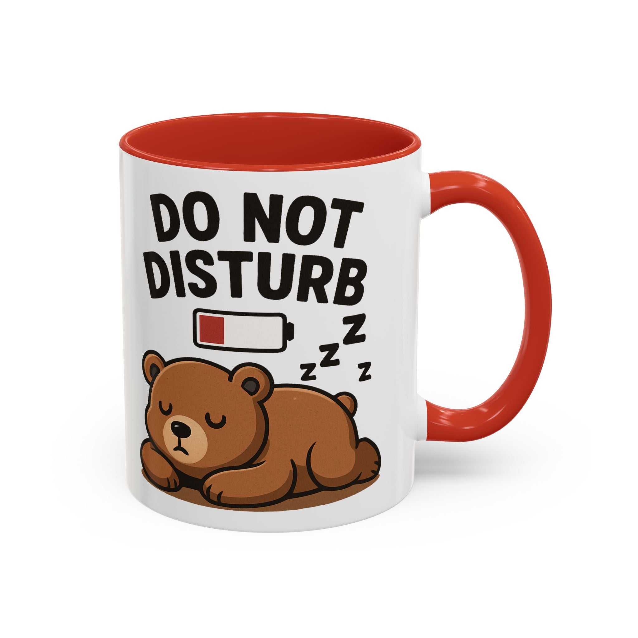 Do Not Disturb Bear Coffee Mug – Low Battery Cute Sleeping Bear Accent Mug (11/15oz)