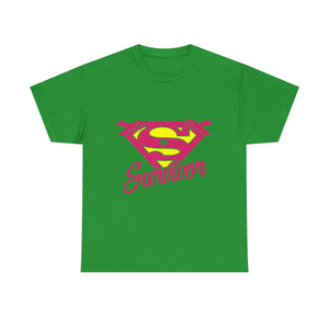 Super Survivor Unisex Heavy Cotton Tee, Support Cancer Awareness Shirt, Inspirational T-Shirt, Gift for Survivors, Motivational Apparel