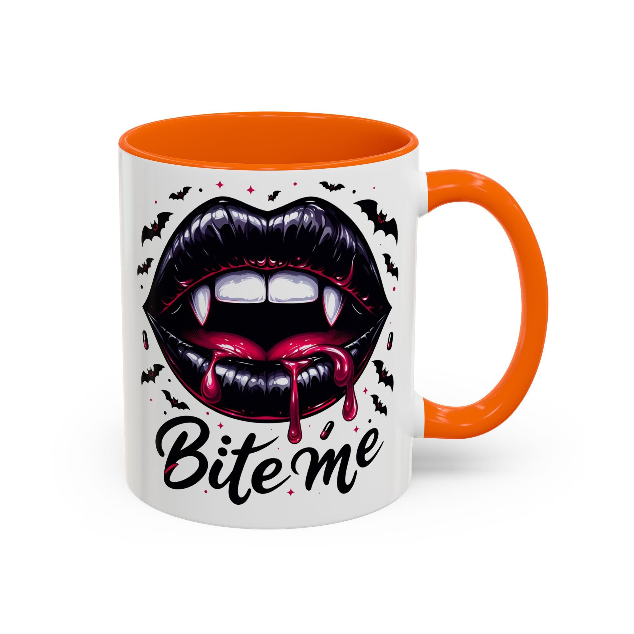 Vampire Themed Coffee Mug - "Bite Me"  halloween bats horror art cup