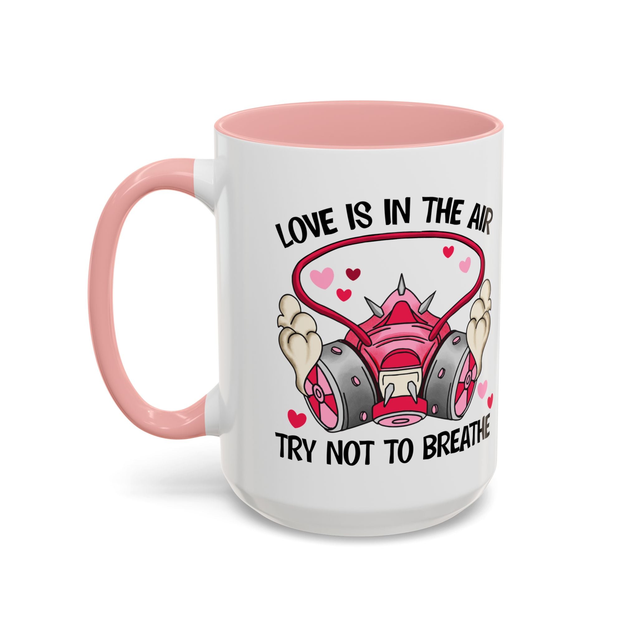 Love Is In The Air Gas Mask Coffee Mug — Funny anti Valentine Gift (11/15oz)