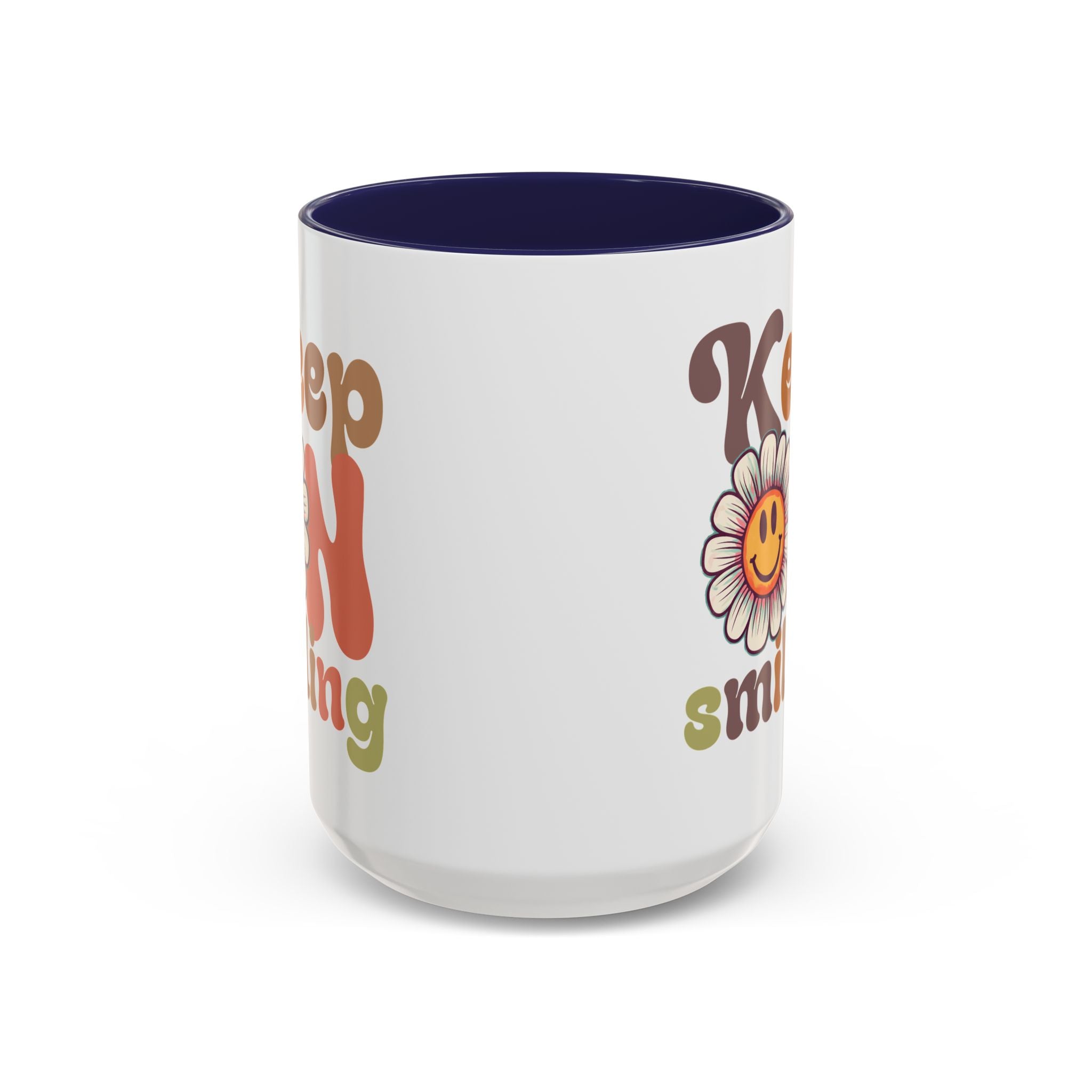 Keep Smiling Floral Coffee Mug - Cheerful 11 & 15oz Accent Mug for Daily Motivation