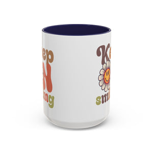 Keep Smiling Floral Coffee Mug - Cheerful 11 & 15oz Accent Mug for Daily Motivation
