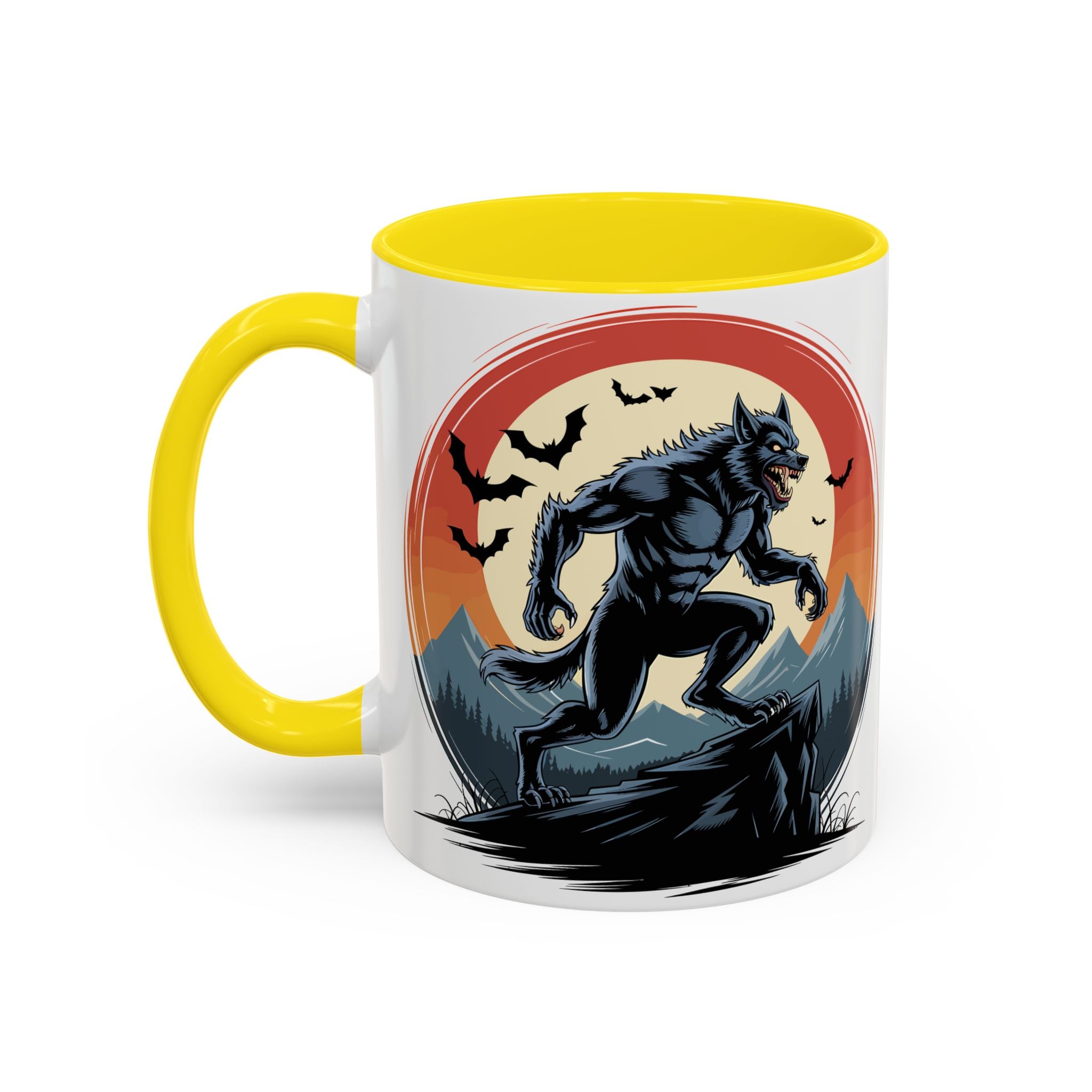 Werewolf Sunset Coffee Mug — Halloween Creature Ceramic Accent Mug (11/15oz) fantasy horror art