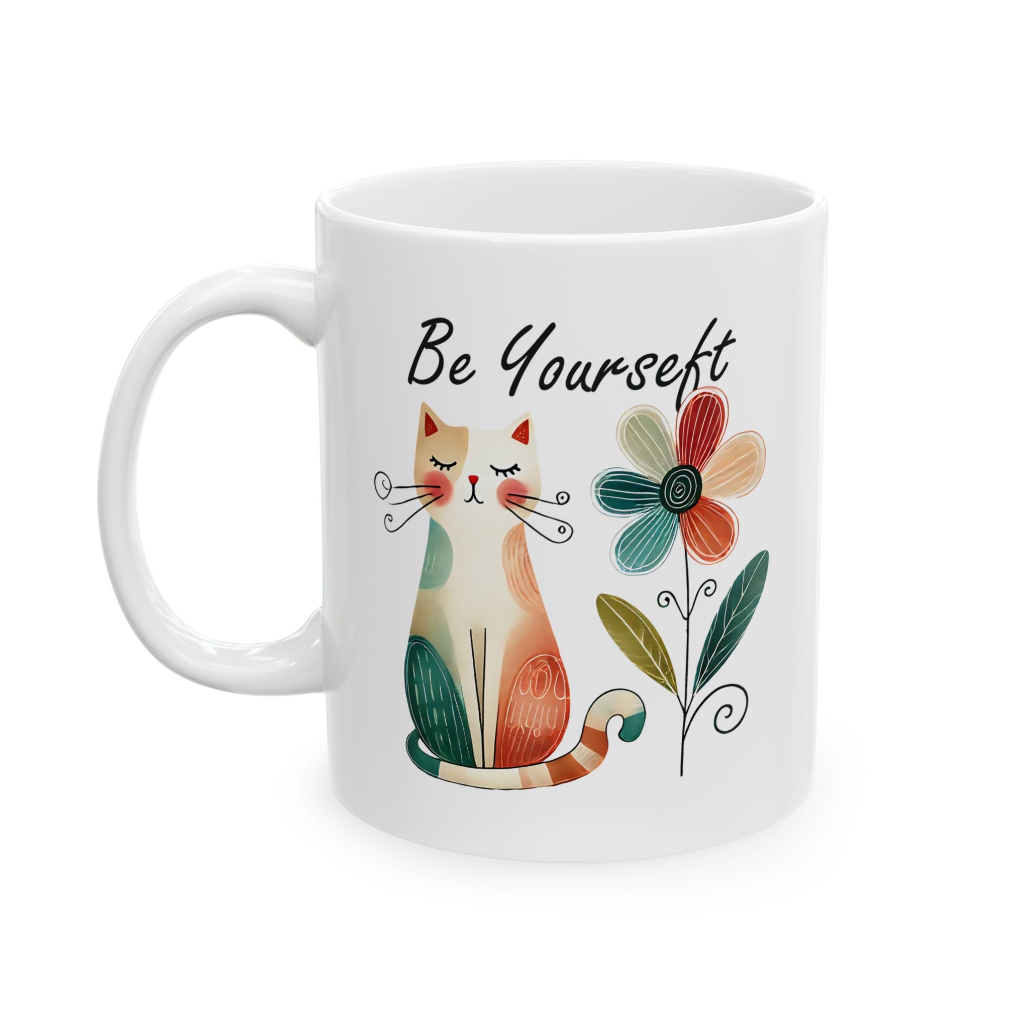 Cat coffee Mug, Cute Cat Coffee Cup, Pet Lover Gift, Feline Decor, Be Yourself Mug,