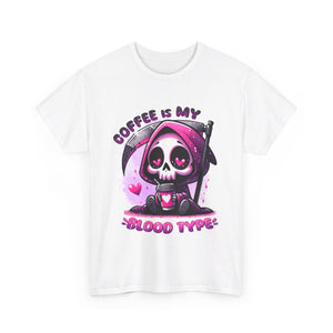 grim reaper coffee is my blood type Unisex Heavy Cotton Tee by the x m world