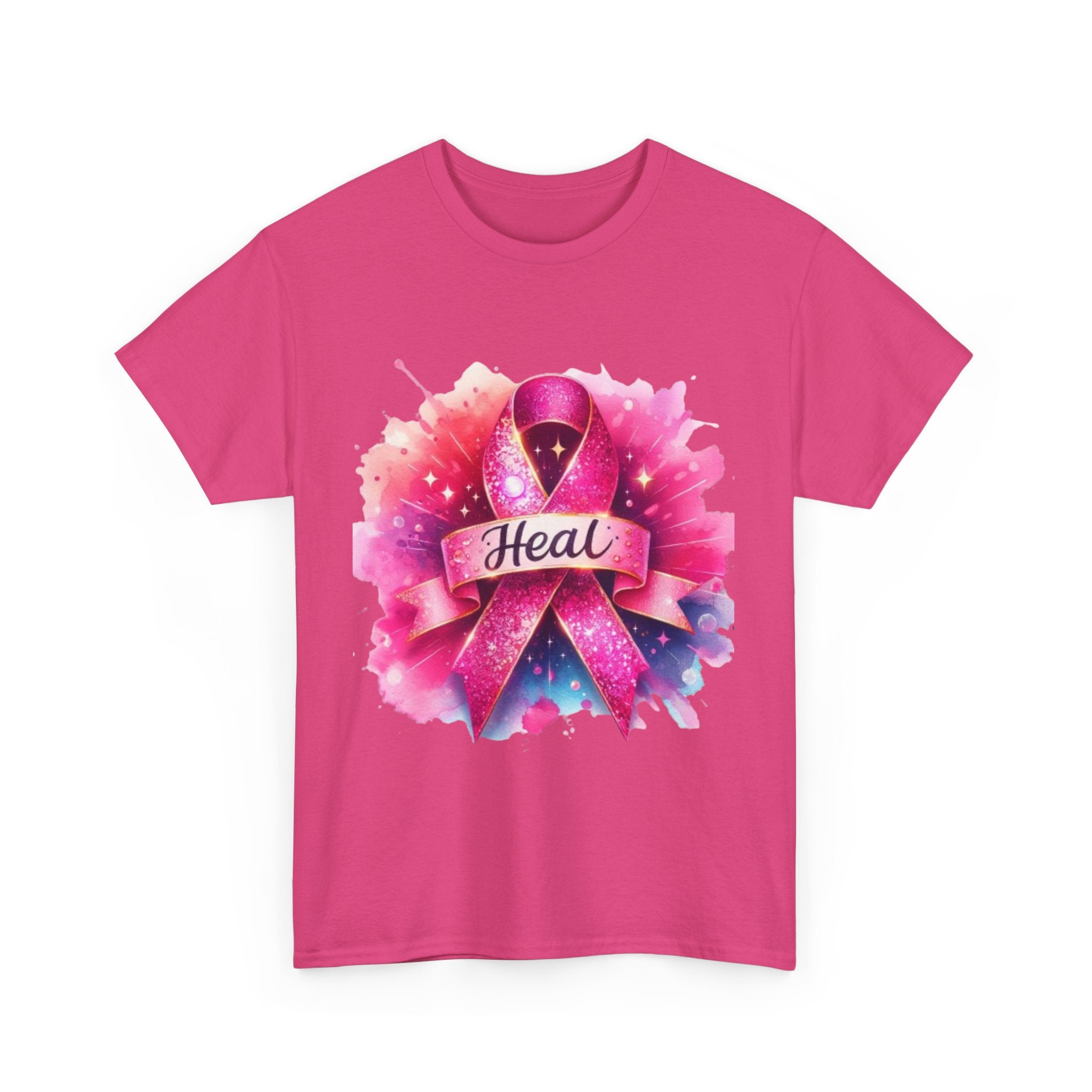 Breast Cancer Awareness Tee, Heal Ribbon Shirt, Supportive Gift, Unisex Cotton T-Shirt, Inspirational Apparel, Pink Ribbon Top