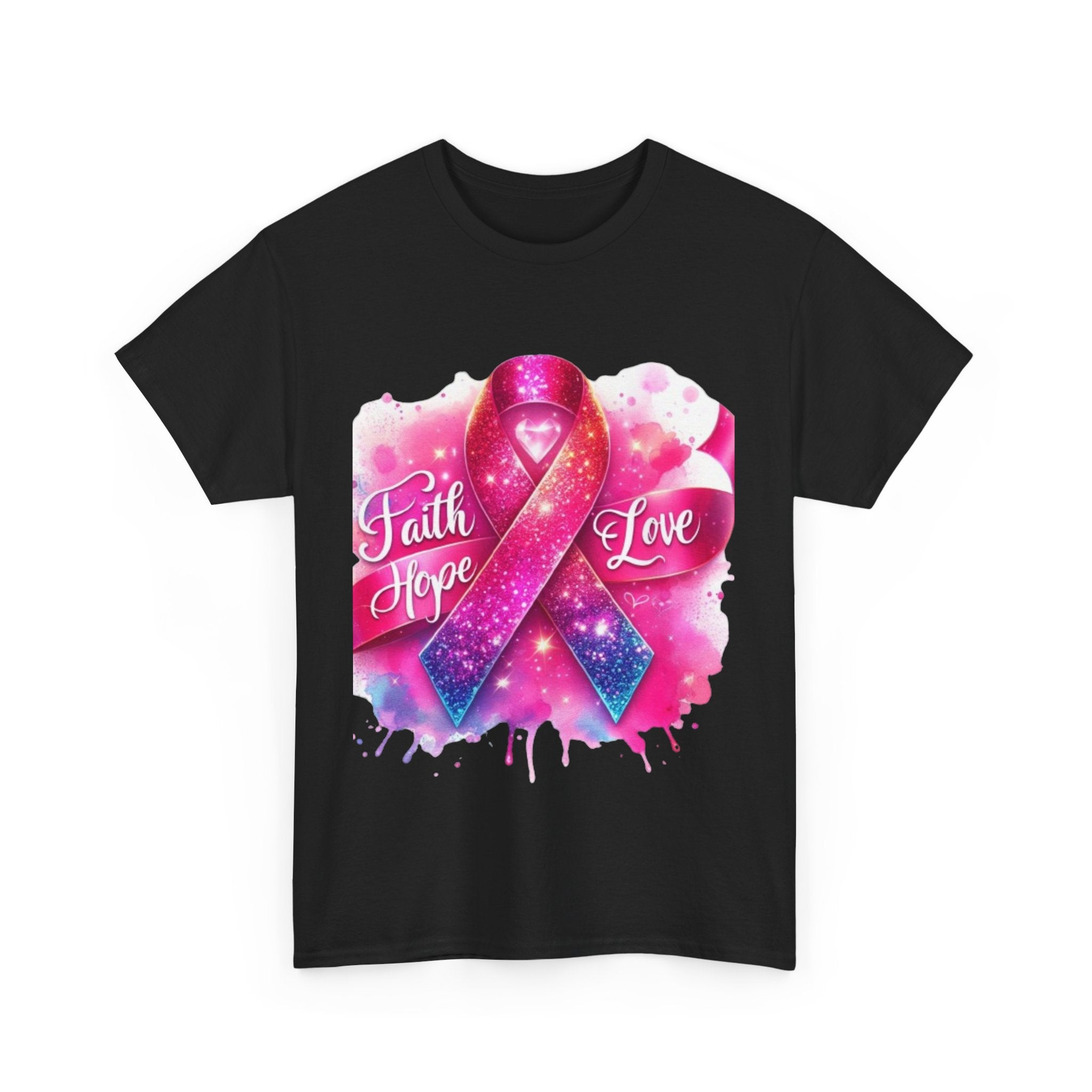 Faith, Hope, Love Tee - Unisex Heavy Cotton T-Shirt, Inspirational Shirt, Cancer Awareness Gift, Motivational Apparel, Stylish Everyday Wear