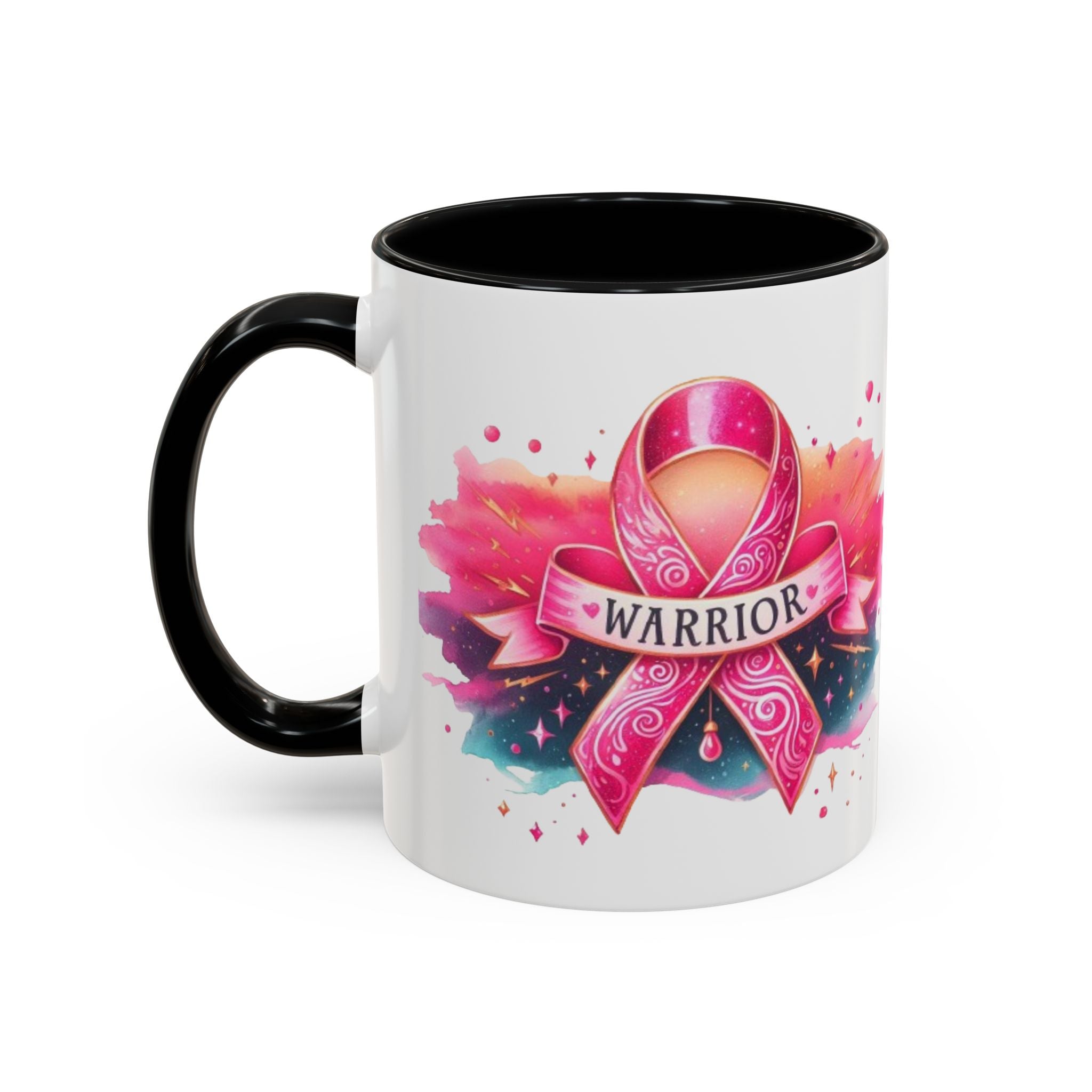 Pink Ribbon Warrior Coffee Mug, Support Breast Cancer Awareness Gift, Inspirational Mug, Cancer Survivor Merchandise, 11oz 15oz Mug