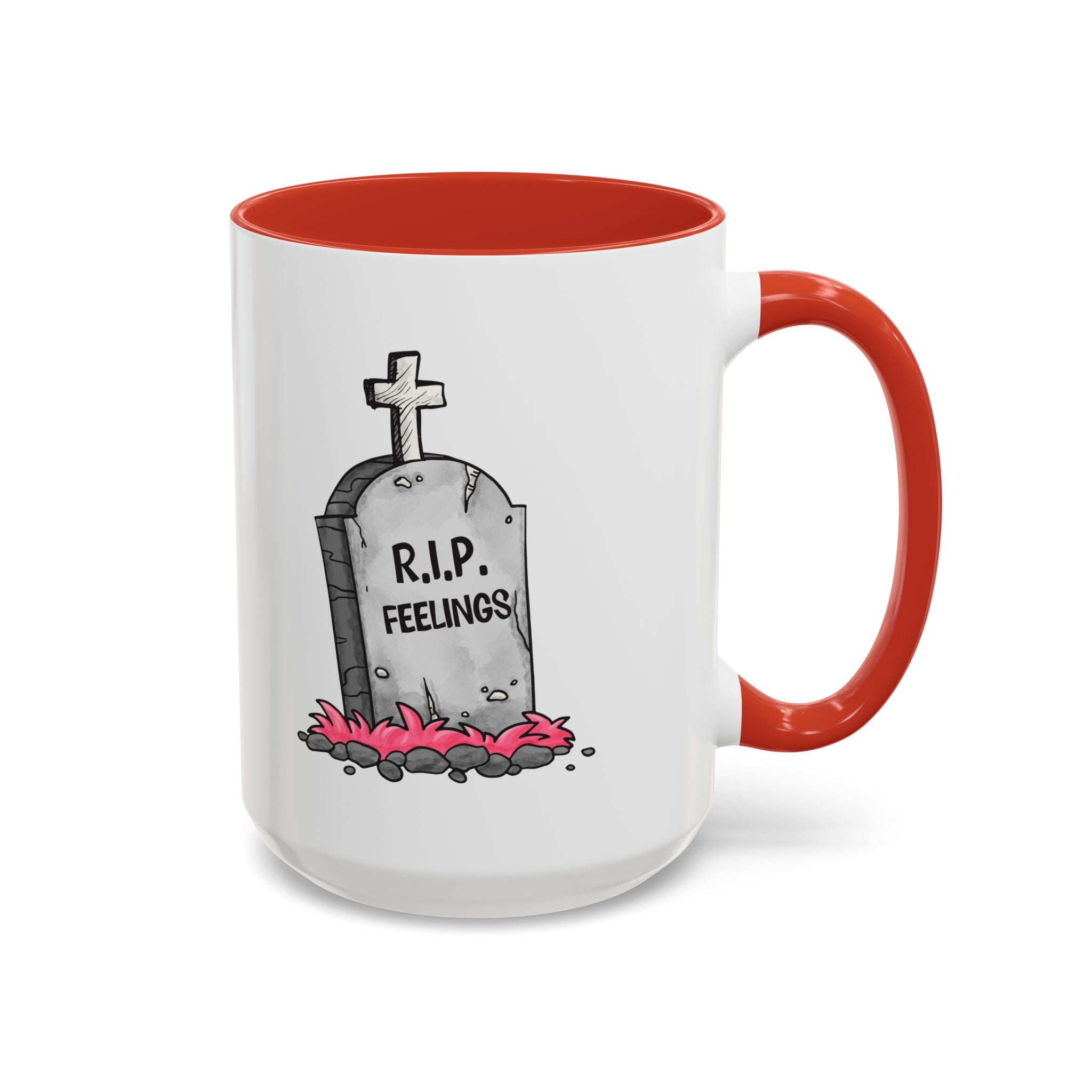Coffee Mug — RIP Feelings Tombstone Accent Mug anti valentine