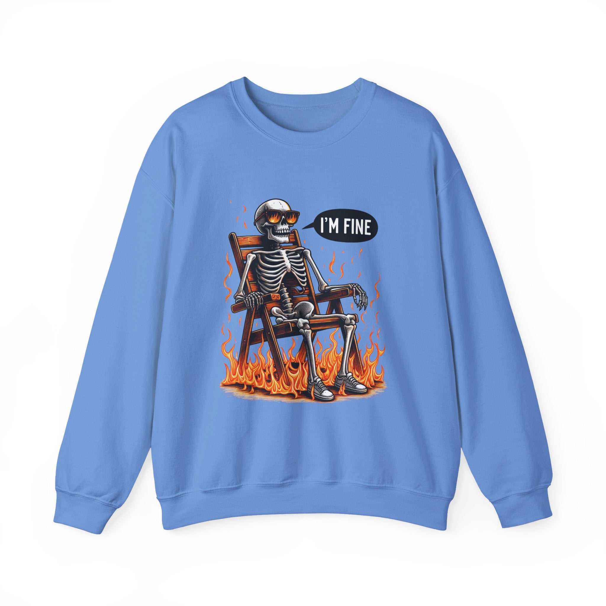 Chill Vibes Skeleton Sweatshirt, Unisex Crewneck, Perfect for Halloween, Casual Wear, Gift for Friends, Cozy Lounge Wear