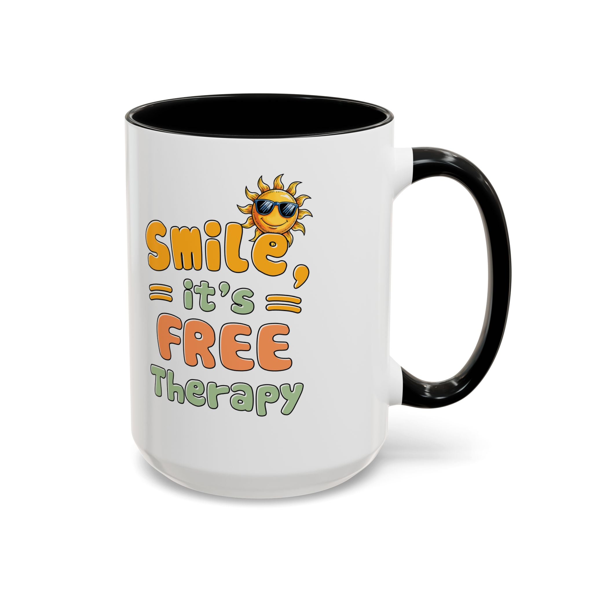 Smile It's Free Therapy Coffee Mug - Fun & Cheerful Accent Mugs for Brightening Your Day