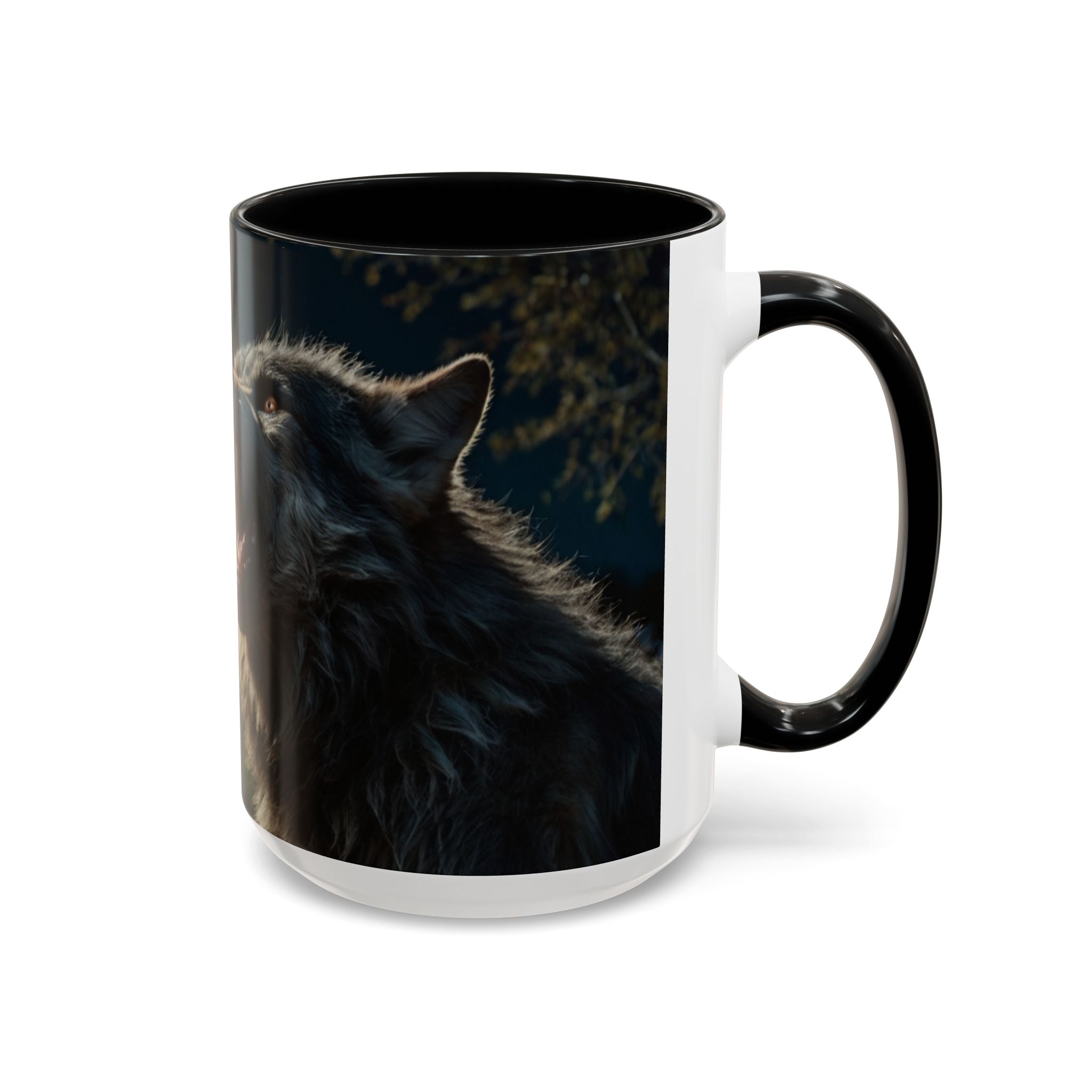werewolf Howling Wolf Accent Coffee Mug – Gothic Cemetery Night Design (11/15oz) fantasy horror