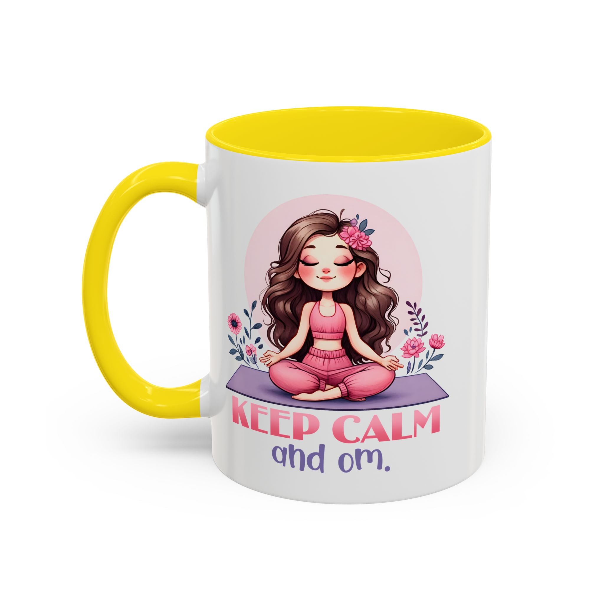 Relaxing Yoga Coffee Mug, Keep Calm and Om Mug, Inspirational Gift, Meditation Mug, Self-Care Coffee Cup, Yoga Lover's Gift