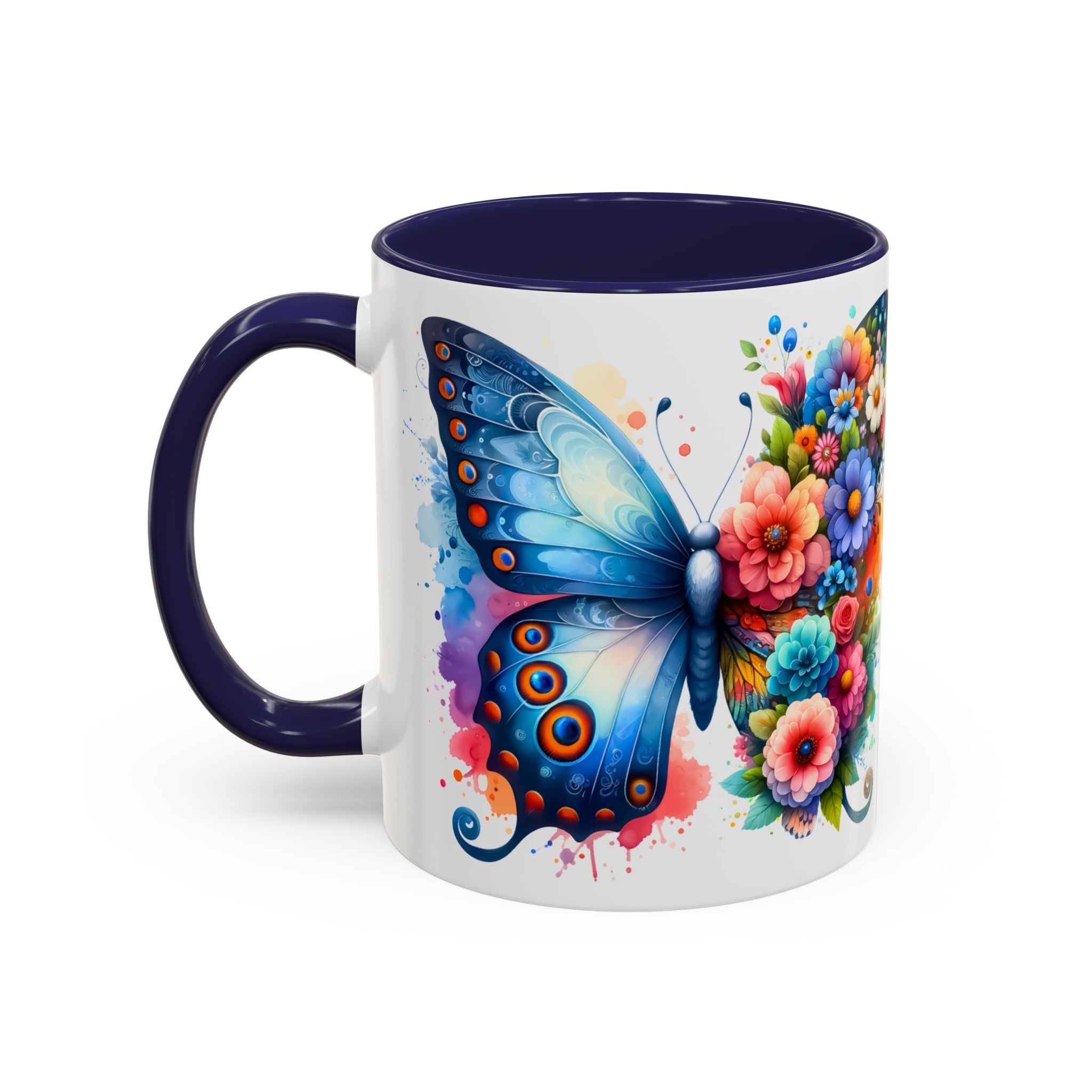 Colorful Floral Butterfly Accent Coffee Mug – Vibrant Artistic 11/15oz nature lover