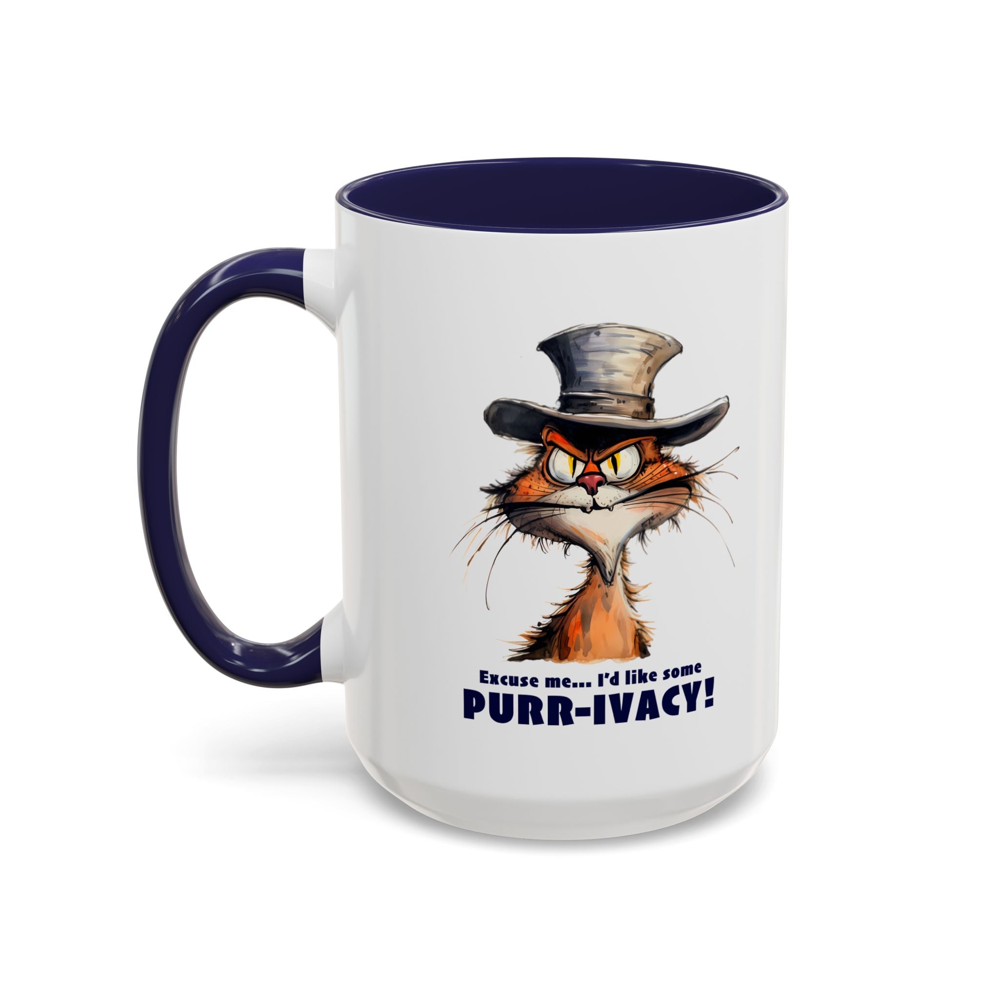 Funny Cat Coffee Mug - Purr-ivacy & Puppy Humor, Gifts for Cat Lovers, Home Office Accessories, Birthday, Pet Owner Mug