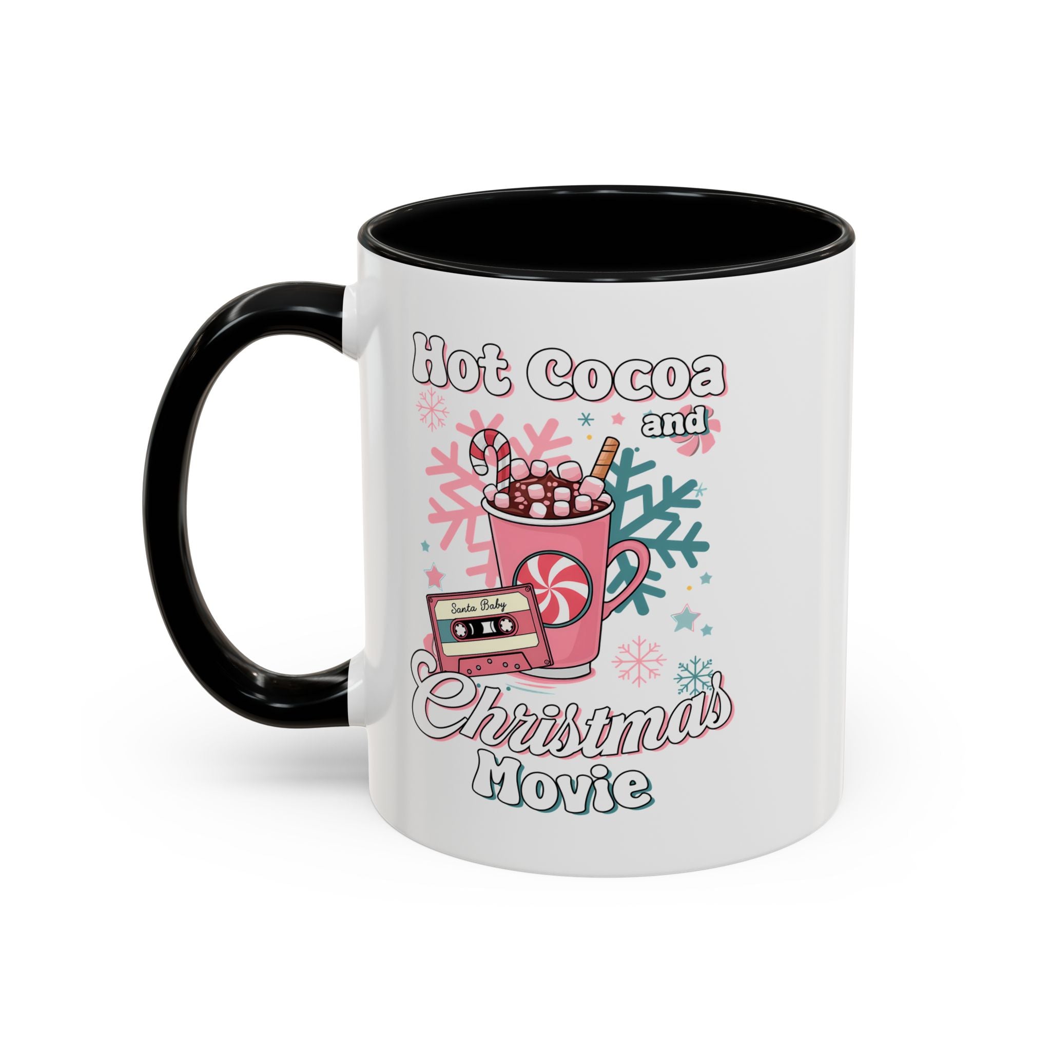 Hot Cocoa & Christmas Movie Mug, Cozy Holiday Cup, Winter Gift, Festive Beverage Container, Cute Coffee Mug