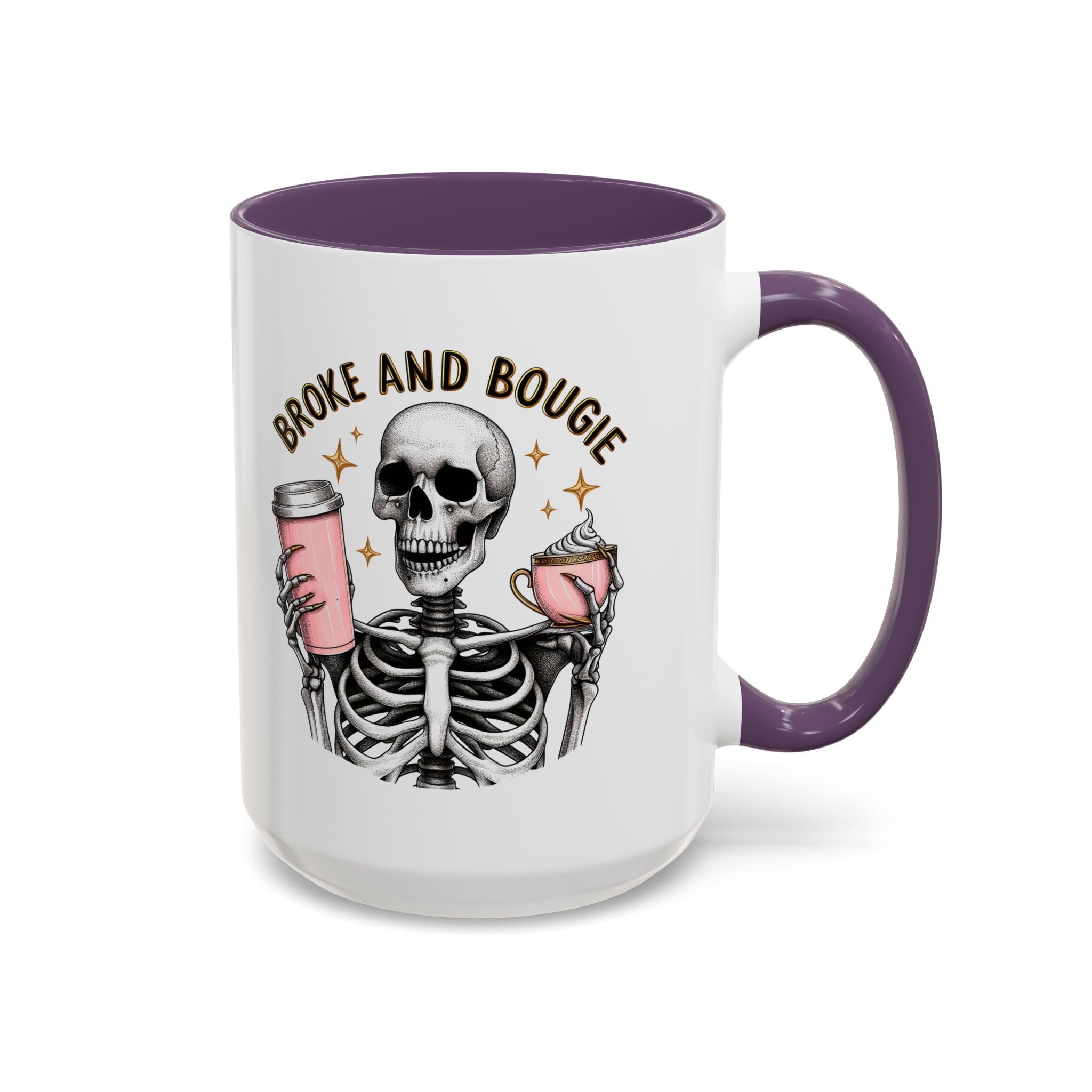 Broke and Bougie Coffee Mug, Skeleton Mug, Halloween Mug, Unique Gift for Coffee Lovers, Spooky Decor
