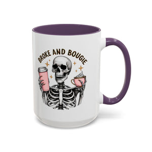Broke and Bougie Coffee Mug, Skeleton Mug, Halloween Mug, Unique Gift for Coffee Lovers, Spooky Decor