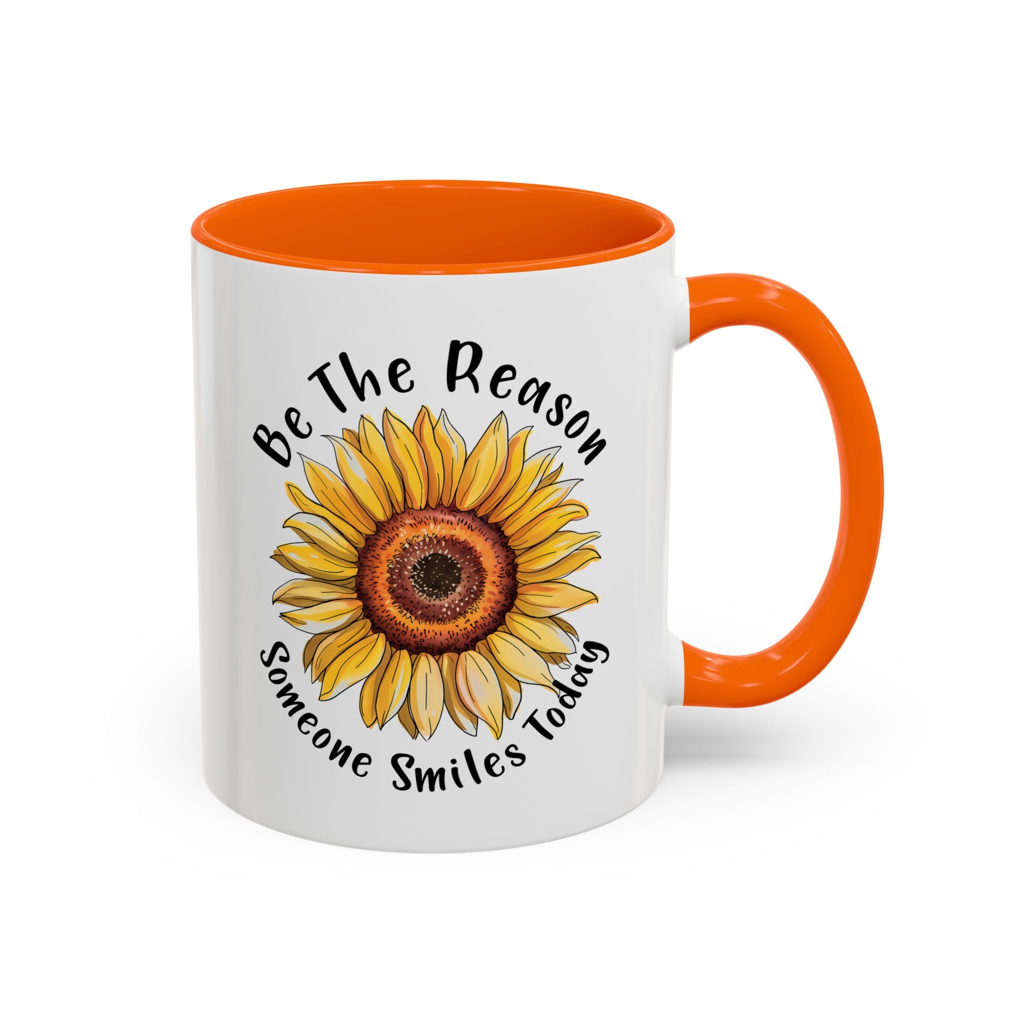 Sunflower Smile Accent Coffee Mug - Cheerful Gift for Friends, Inspirational Mug, 11oz/15oz, Daily Motivation, Brighten Someone's Day