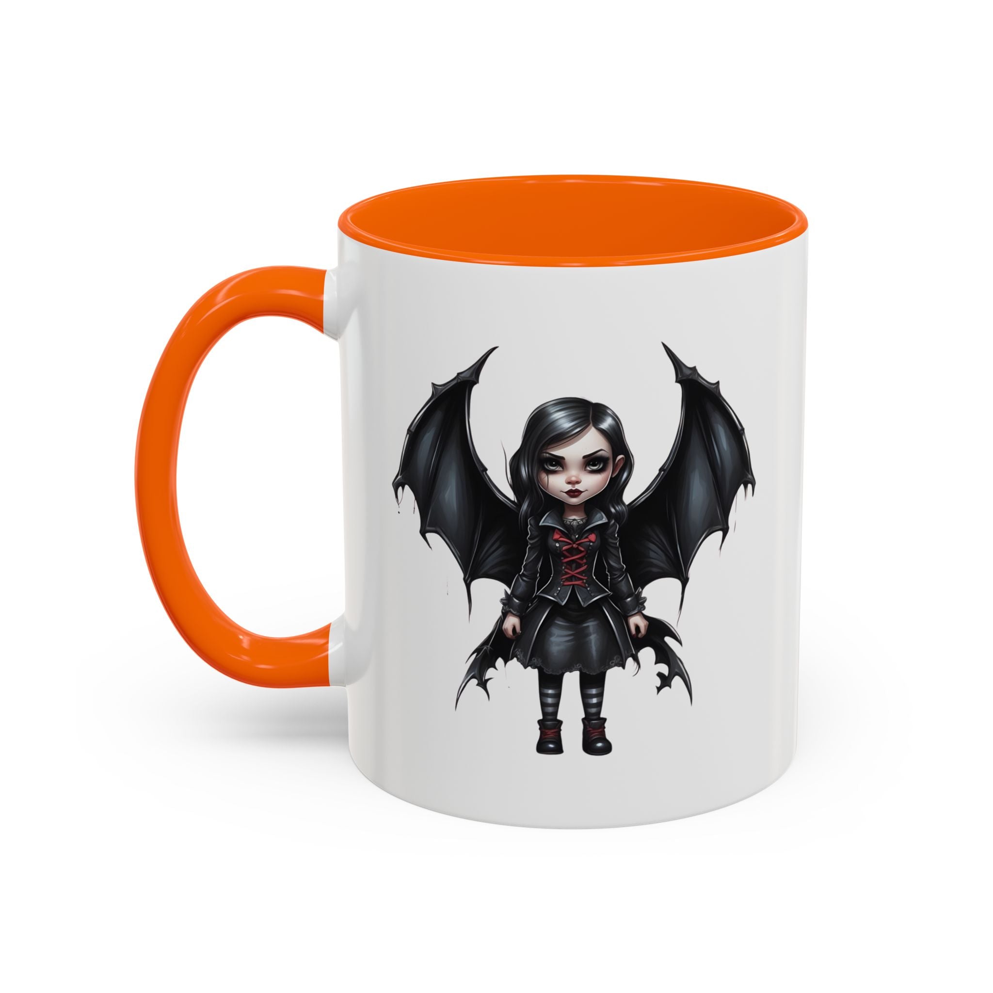 Gothic vampire girl with bat wings horror art Accent Coffee Mug (11, 15oz) vamp18