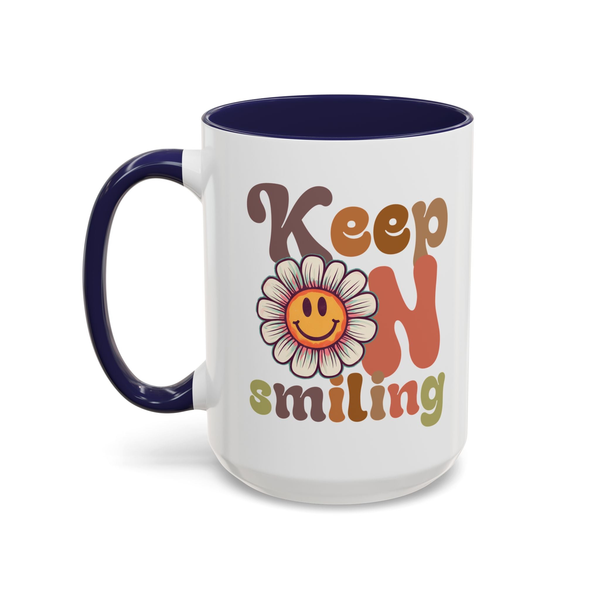 Keep Smiling Floral Coffee Mug - Cheerful 11 & 15oz Accent Mug for Daily Motivation
