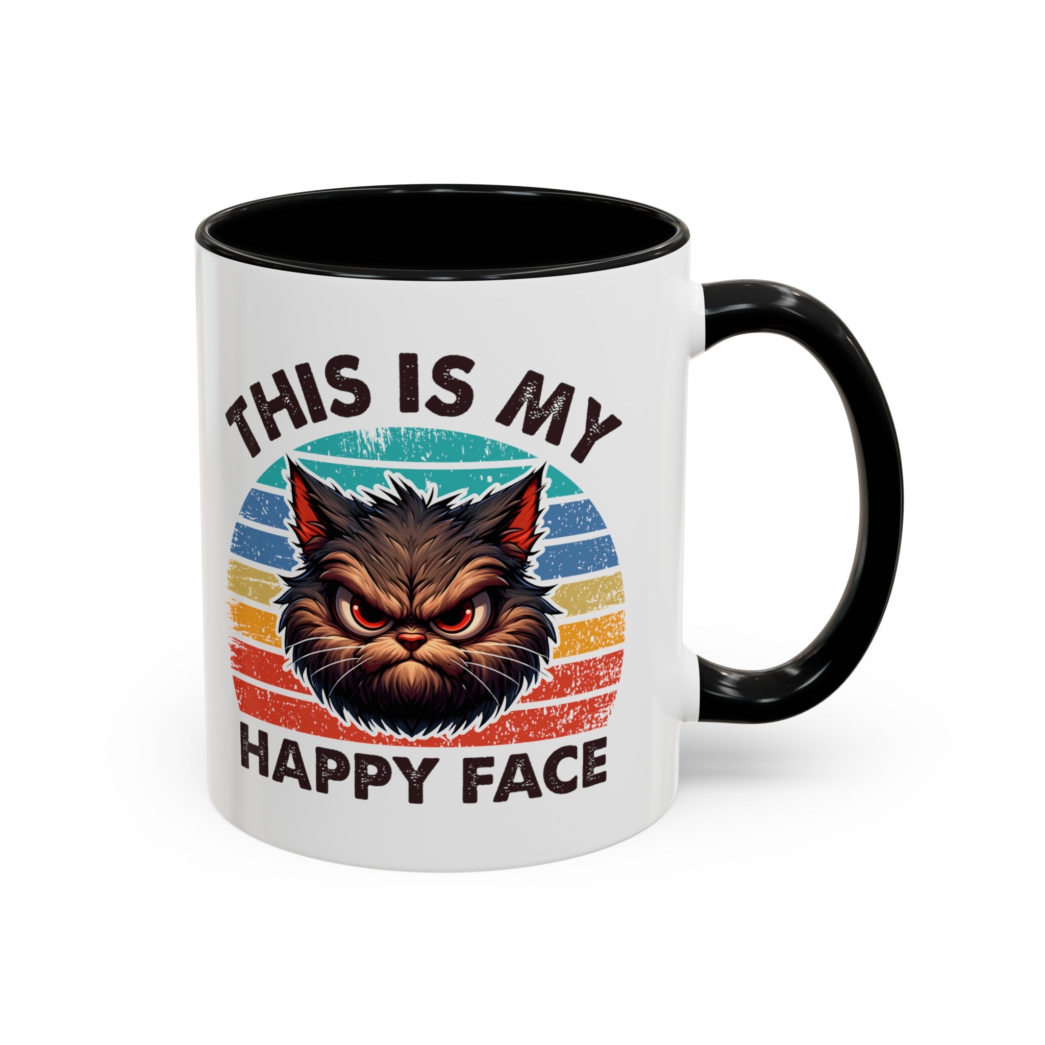 grumpy cat this is my happy face Accent Coffee Mug (11, 15oz) by the x m world