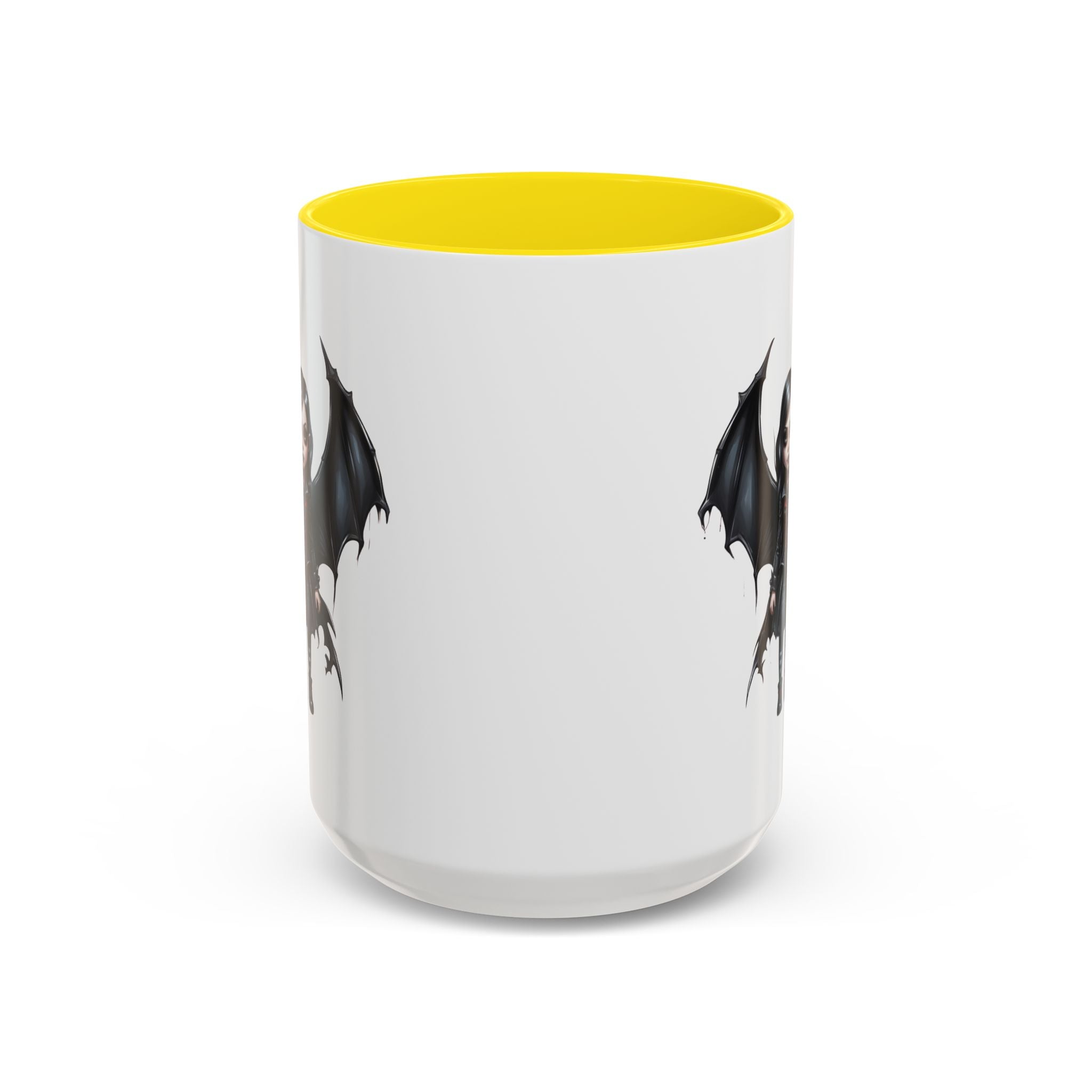Gothic vampire girl with bat wings horror art Accent Coffee Mug (11, 15oz) vamp18