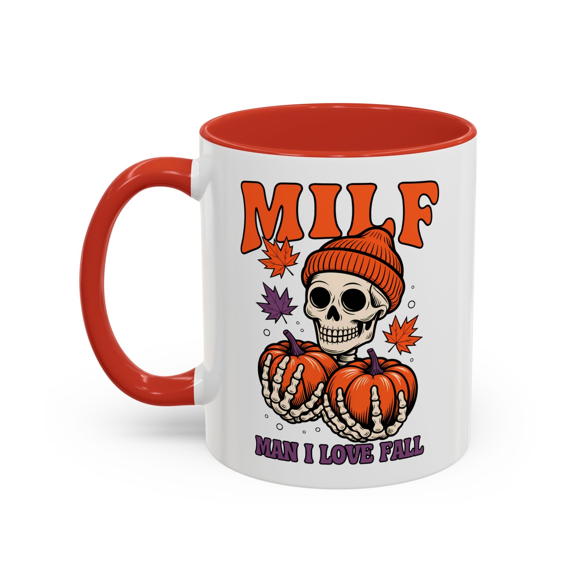Halloween Pumpkin Skull Coffee Mug – "MILF: Man I Love Fall" funny adult humor sexy time joke