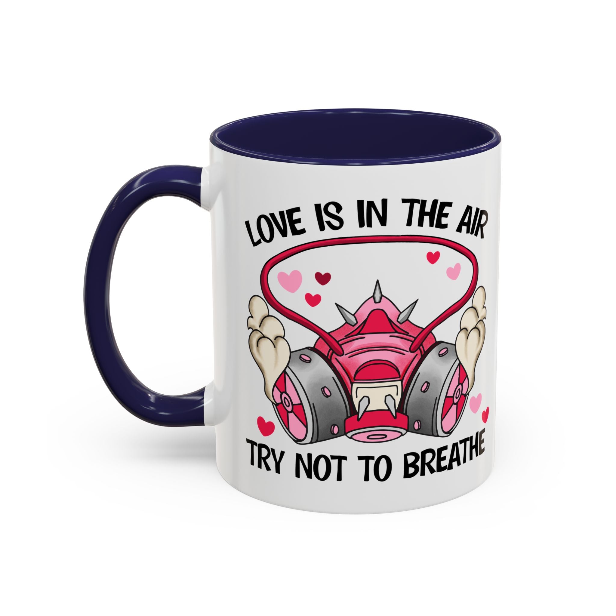 Love Is In The Air Gas Mask Coffee Mug — Funny anti Valentine Gift (11/15oz)