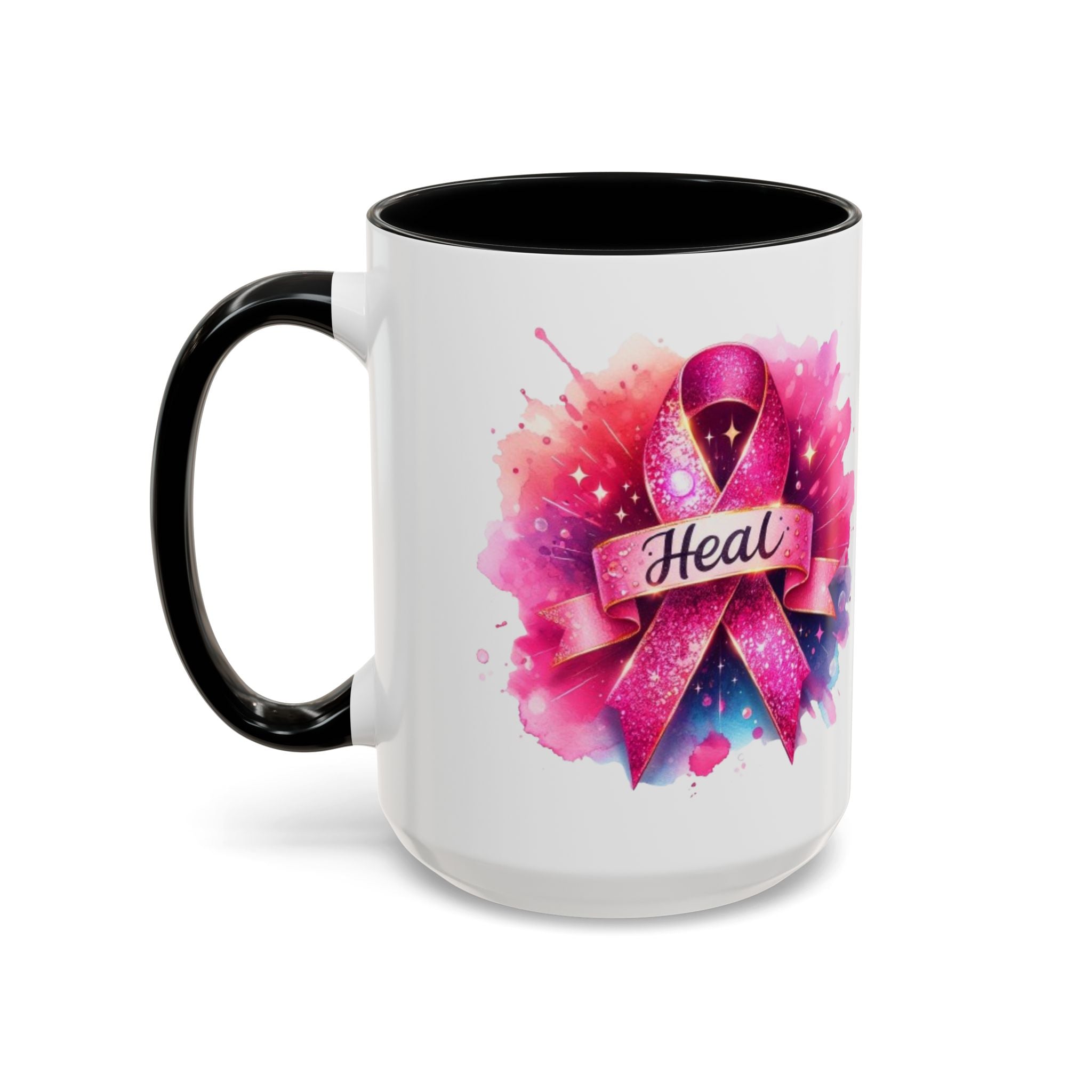 cancer awareness Inspirational Coffee Mug, Healing Ribbon Mug, Gift for Cancer Survivors, Motivational Drinkware, Support