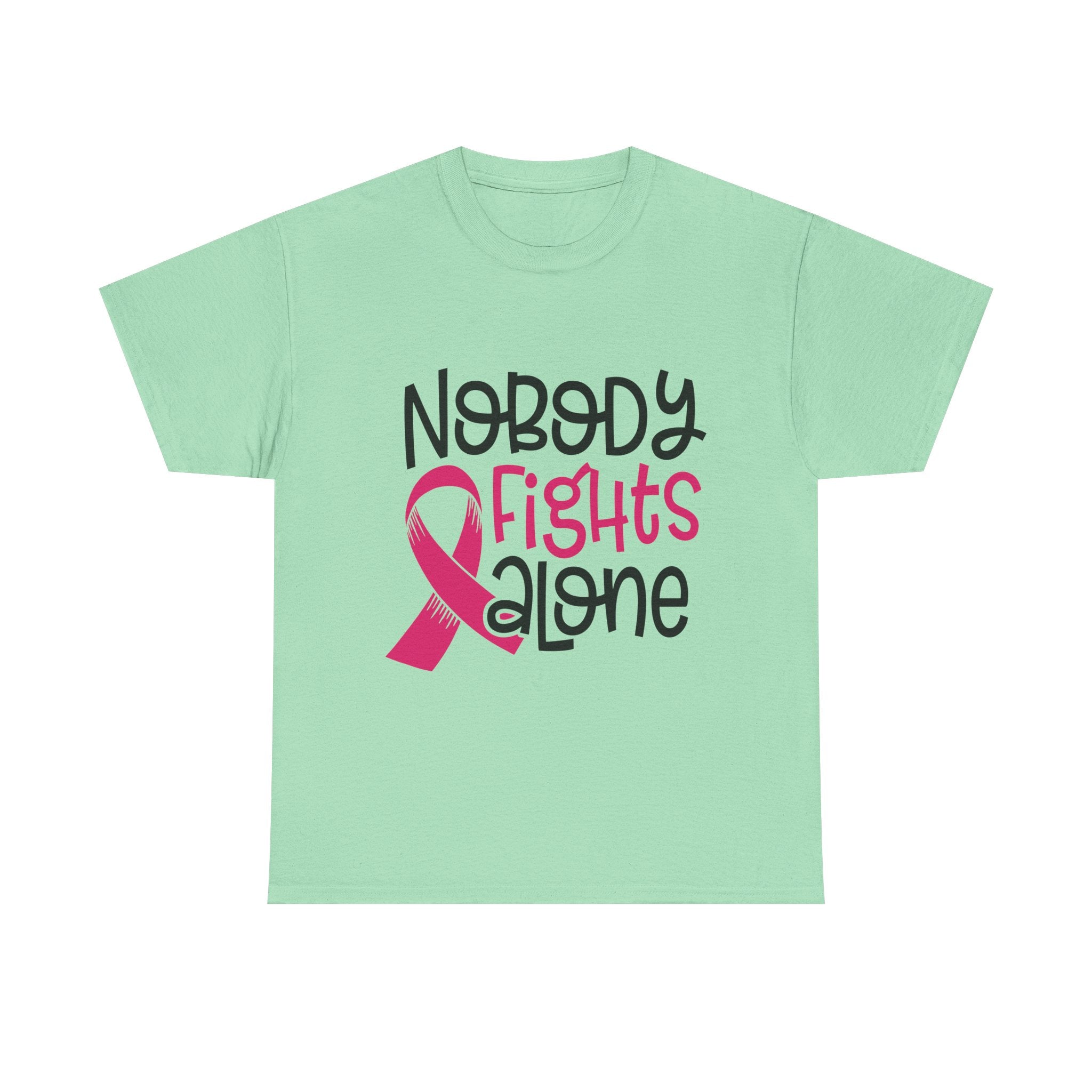Empowering Awareness Tee - Nobody Fights Alone, Unisex Cotton T-Shirt, Supportive Gift, Breast Cancer Awareness, Inspirational Shirt