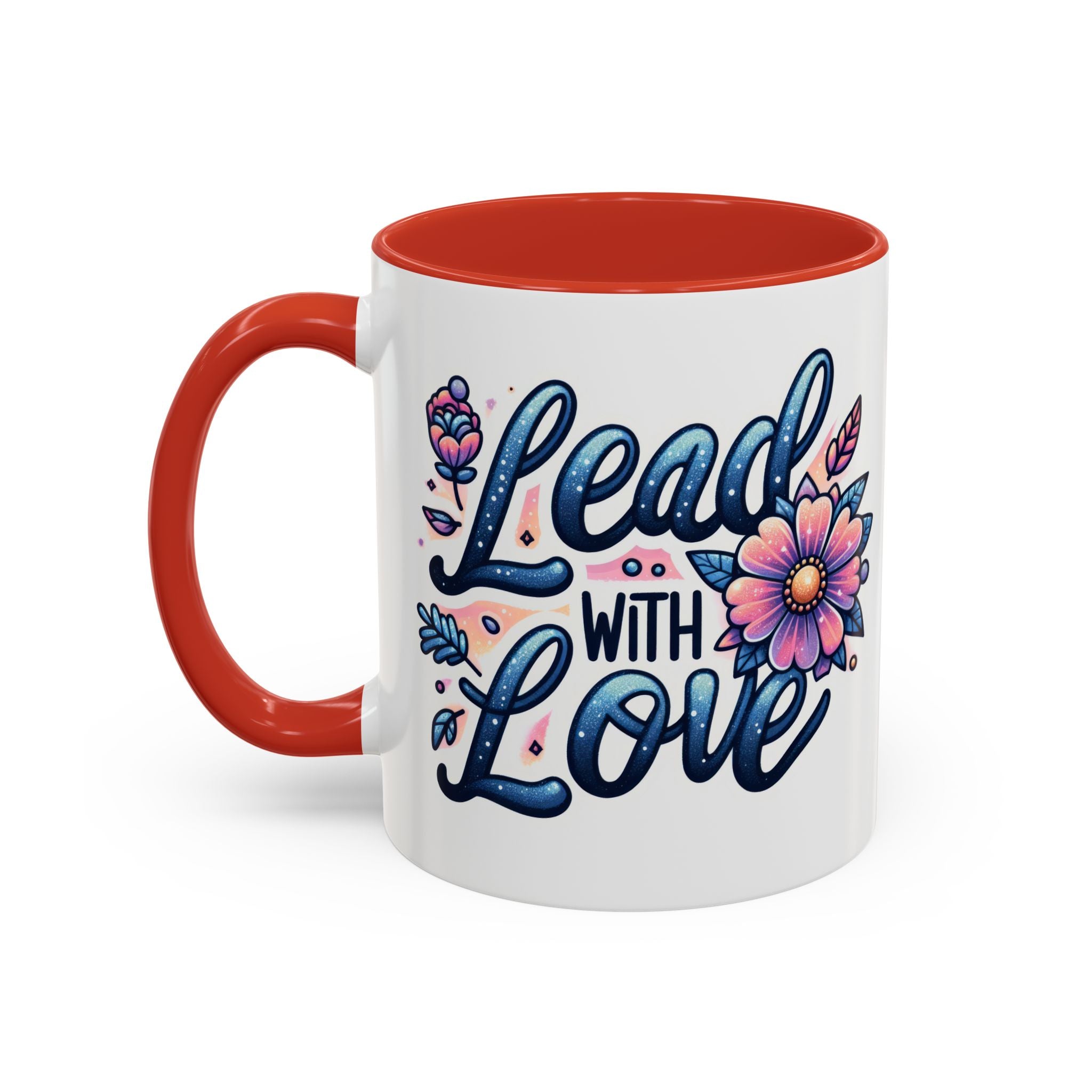 Lead With Love Accent Coffee Mug — Floral Inspirational 11/15oz