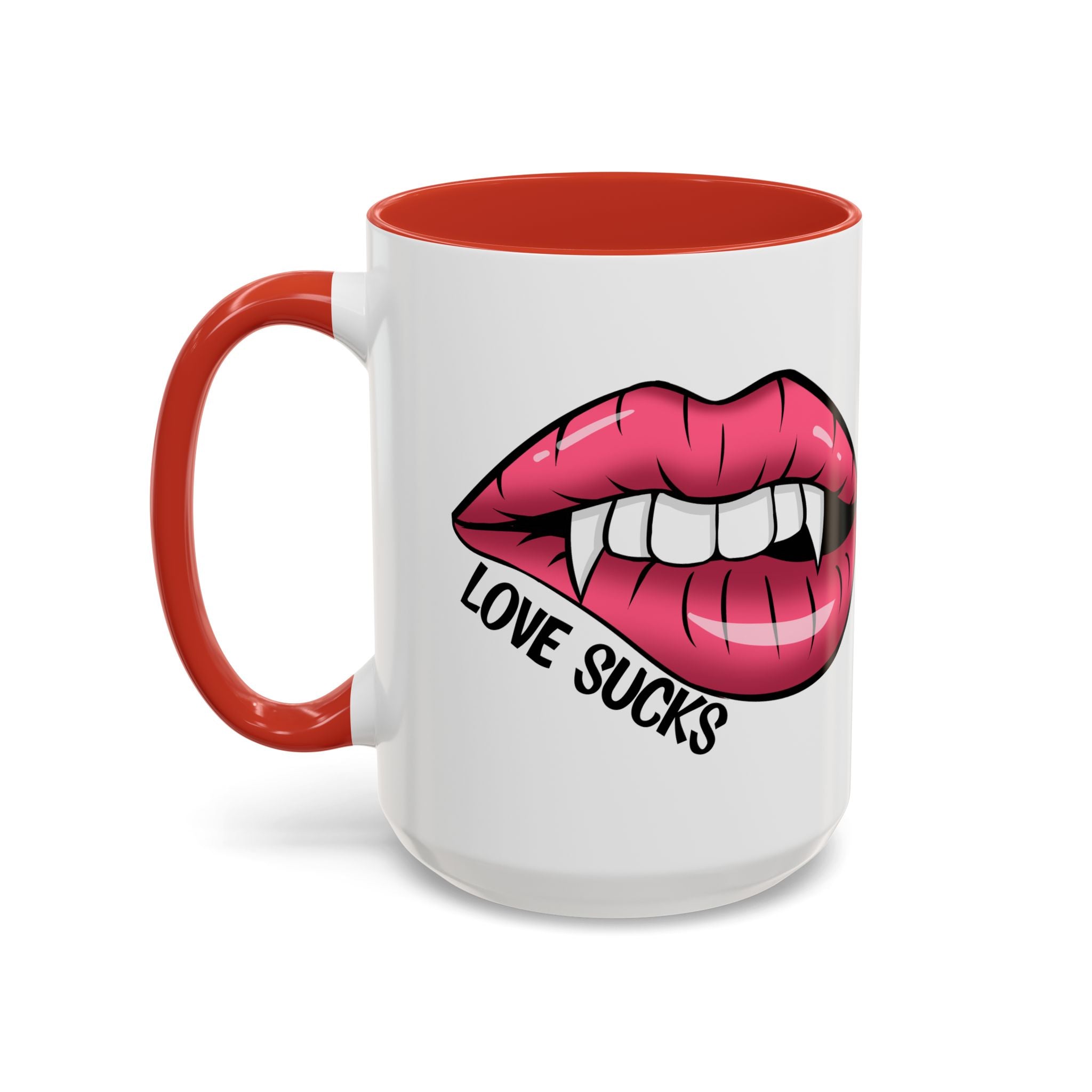 anti valentine Accent Coffee Mug - 'Love Sucks' Vampire Lips Coffee Mug