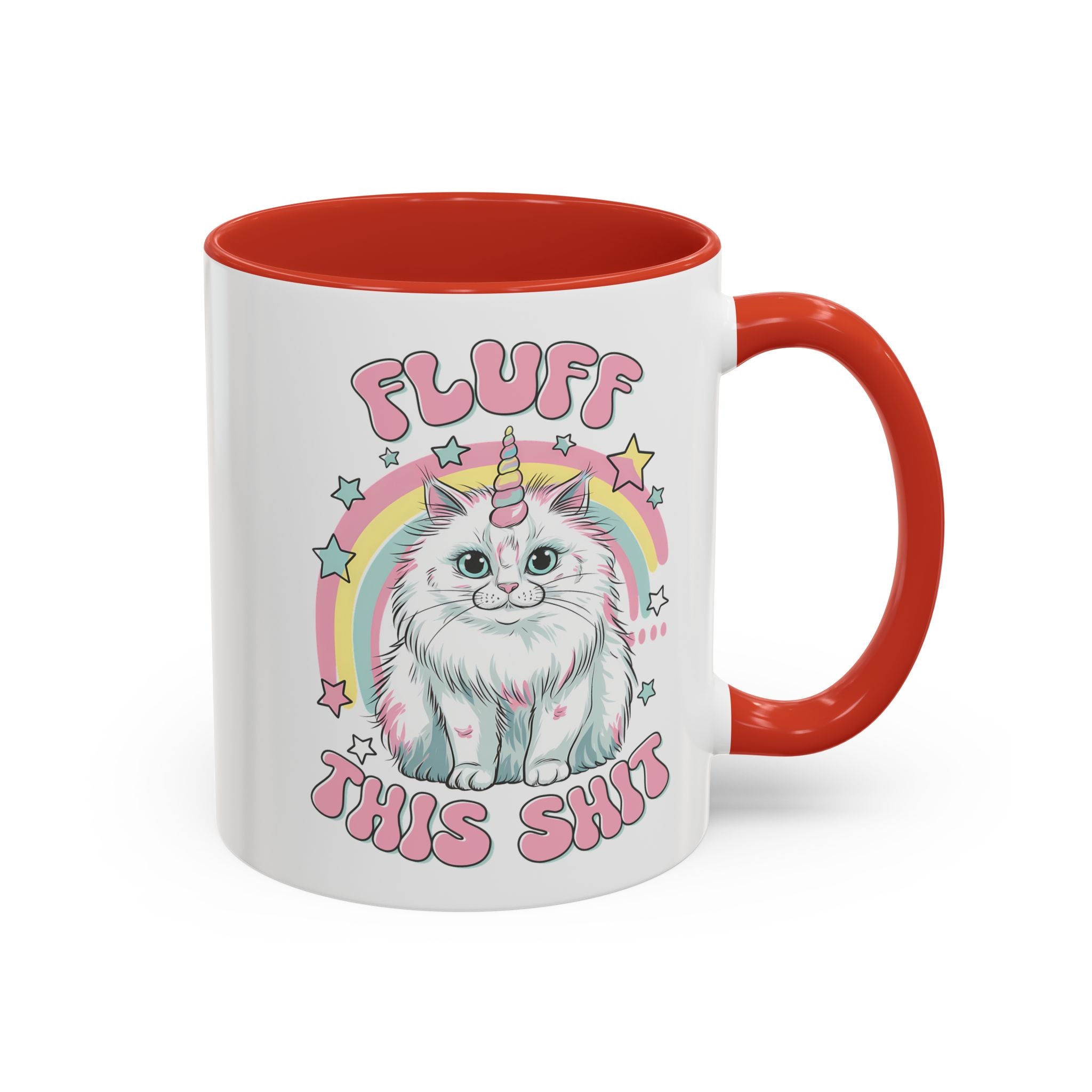 Whimsical Cat Coffee Mug - "Fluff This Shit" funny adult humor sarcasm