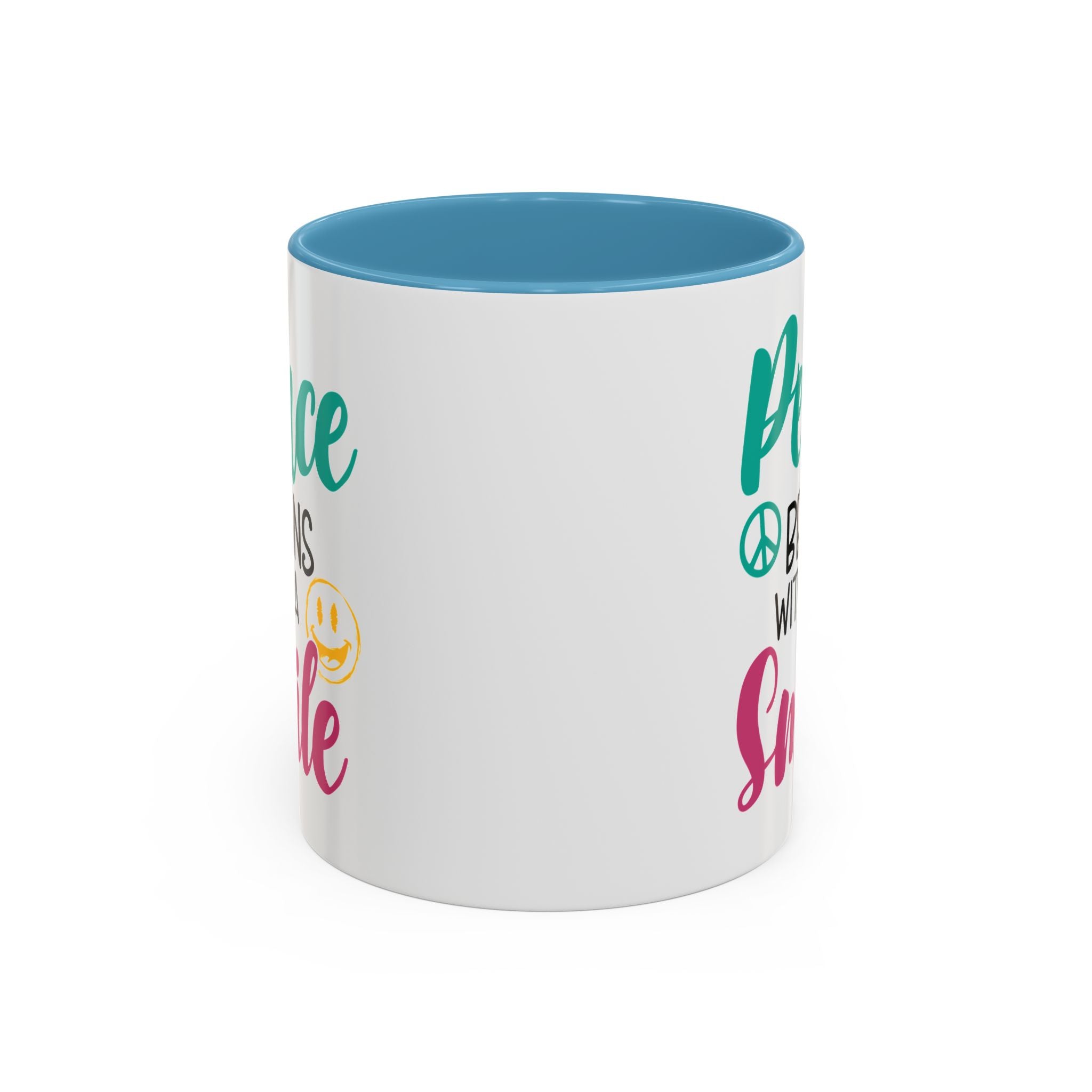 Inspirational Peace Coffee Mug - "Peace Begins with a Smile" - 11oz & 15oz