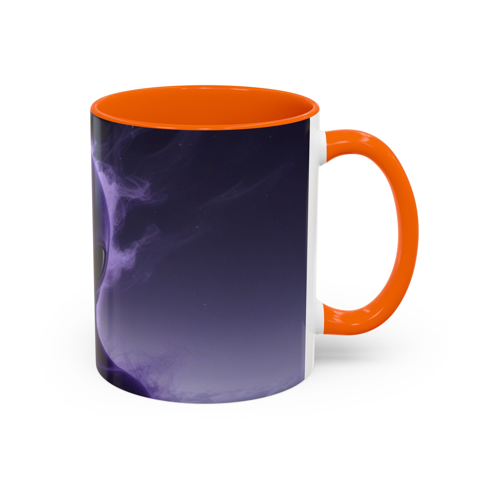 Alien Portrait Accent Coffee Mug — Purple Cosmic Extraterrestrial Art (11/15oz)
