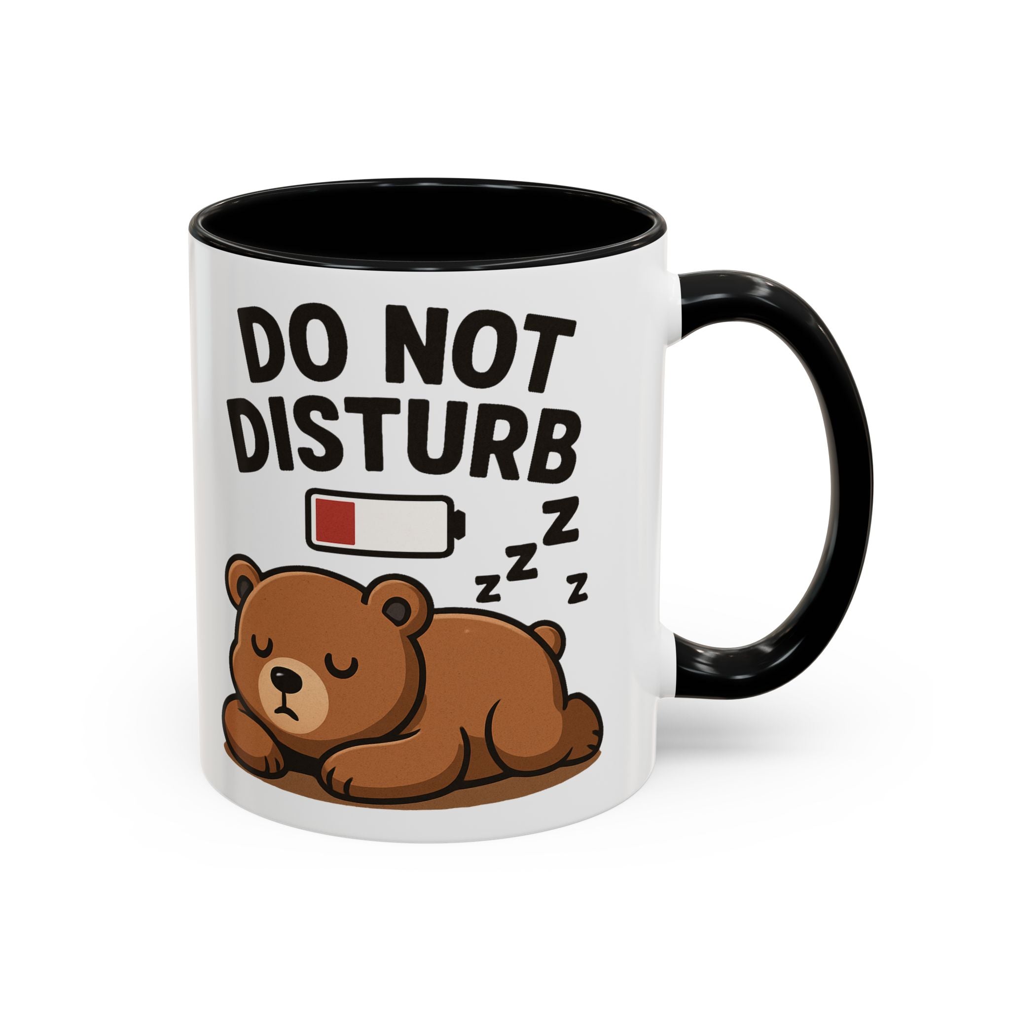 Do Not Disturb Bear Coffee Mug – Low Battery Cute Sleeping Bear Accent Mug (11/15oz)