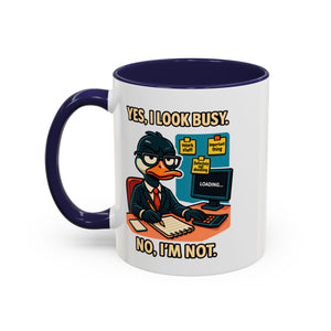 Busy Duck Coffee Mug, Humorous Office Mug, Cute Animal Mug Gift, Quirky Work Mug, Funny Gift for Coworkers