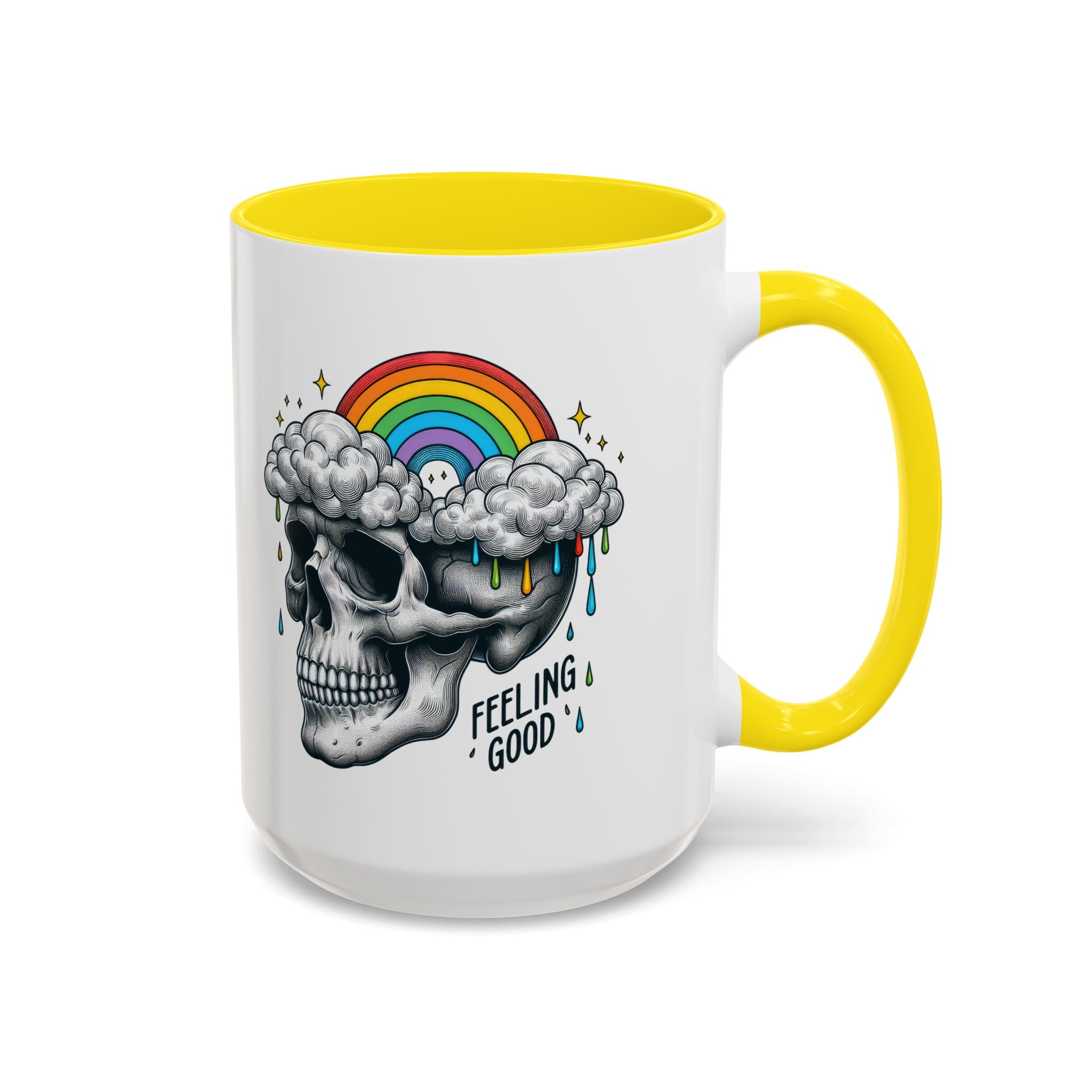 Skull Rainbow Coffee Mug, Unique Gift for Coffee Lovers, Halloween Decor, Daily Motivation Mug, Fun Skull Design