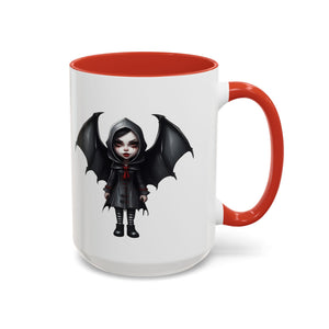 gothic vampire girl with wings horror art Accent Coffee Mug (11, 15oz) vamp14