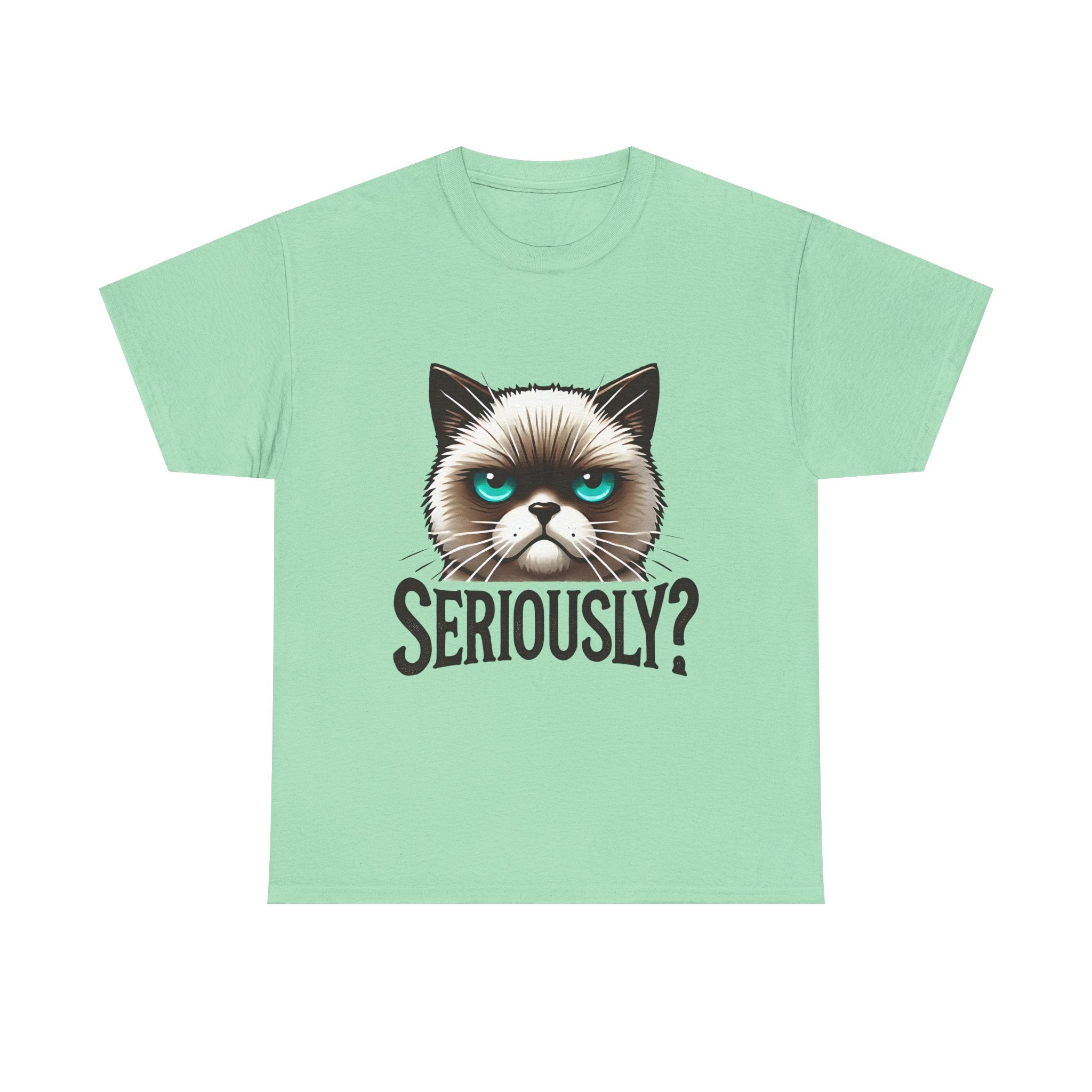 Funny Cat Graphic Tee - 'Seriously?' Unisex Heavy Cotton Shirt