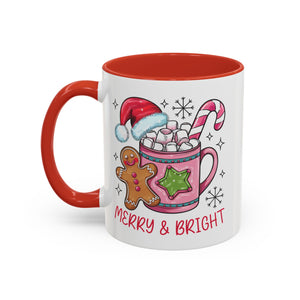 Festive Gingerbread Coffee Mug, Christmas Gift, Holiday Coffee Cup, Merry & Bright Mug, Winter Mug, Hot Chocolate Holder