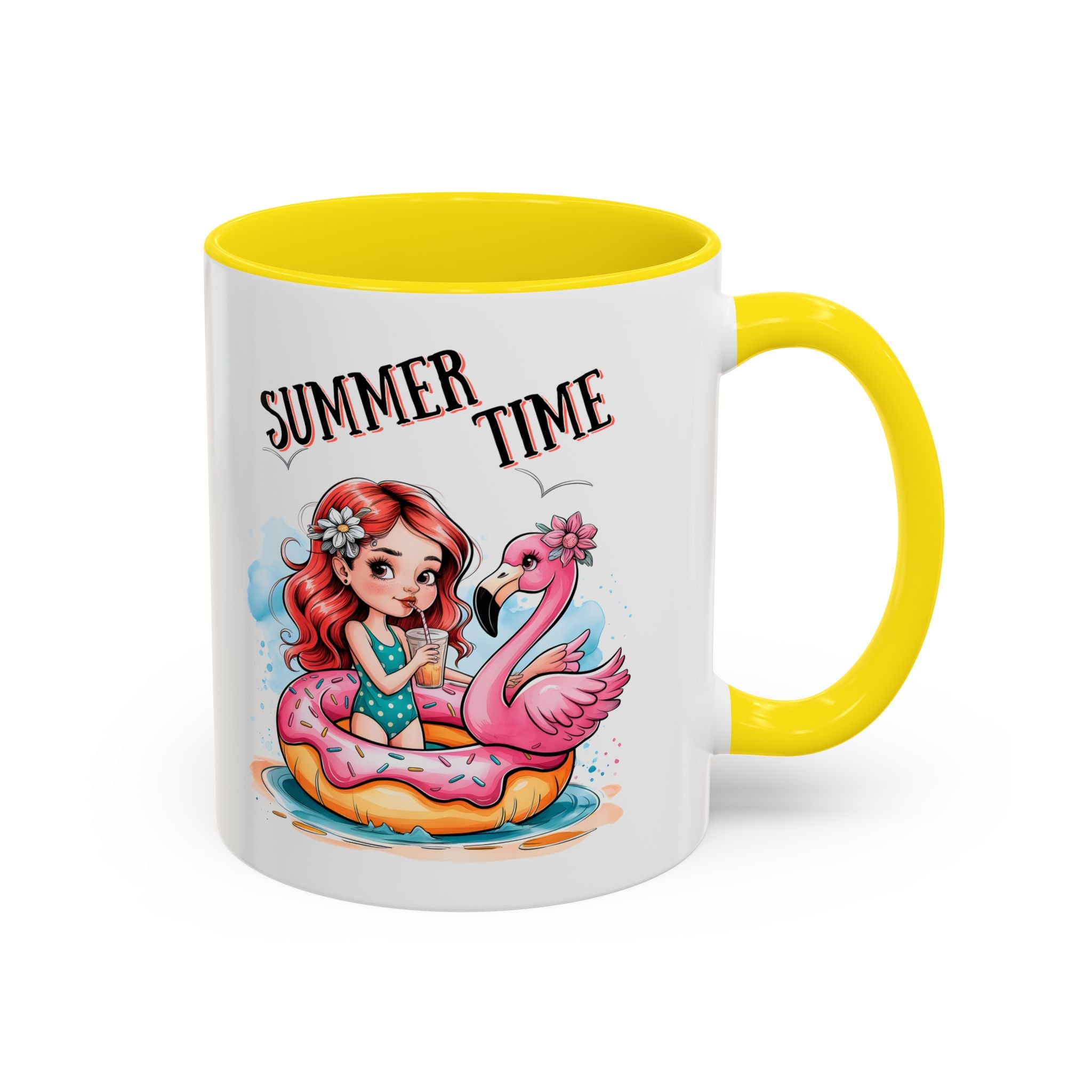 Summer Time Accent Coffee Mug - 11oz & 15oz funny cute girl floating