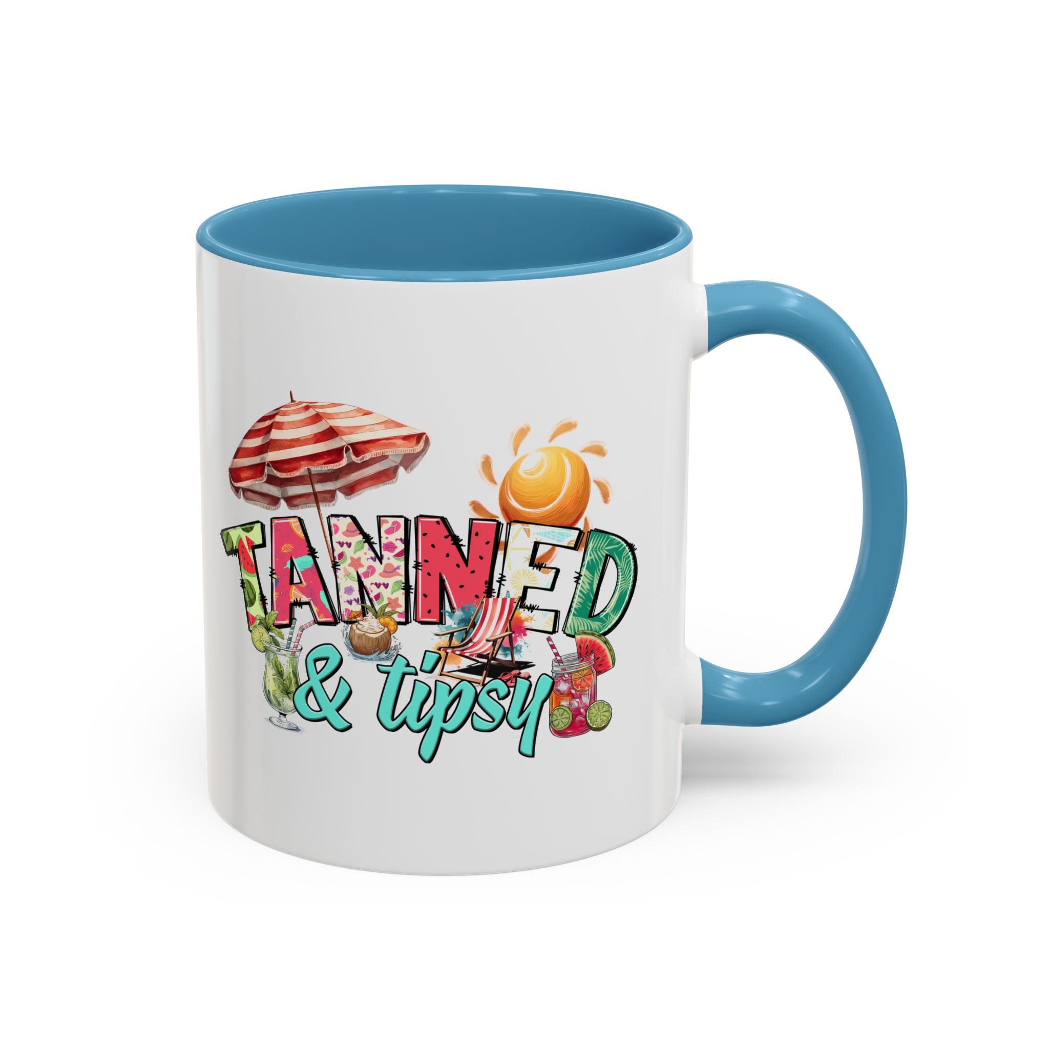 Tanned & Tipsy Accent Coffee Mug - Perfect for Summer Vibes & Beach Lovers party