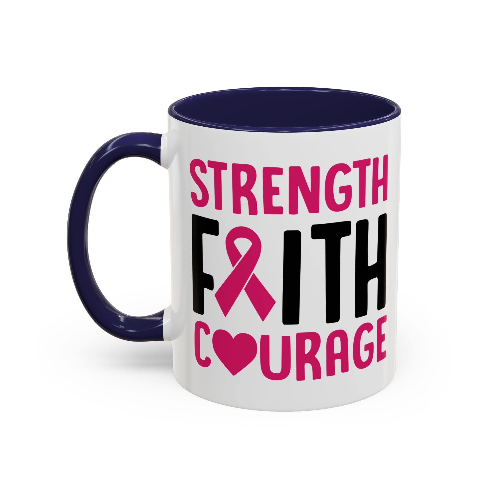 Inspirational Coffee Mug: Strength, Faith, Courage - Gift for Survivors, Awareness Events, Supportive Home Decor, Encouragement