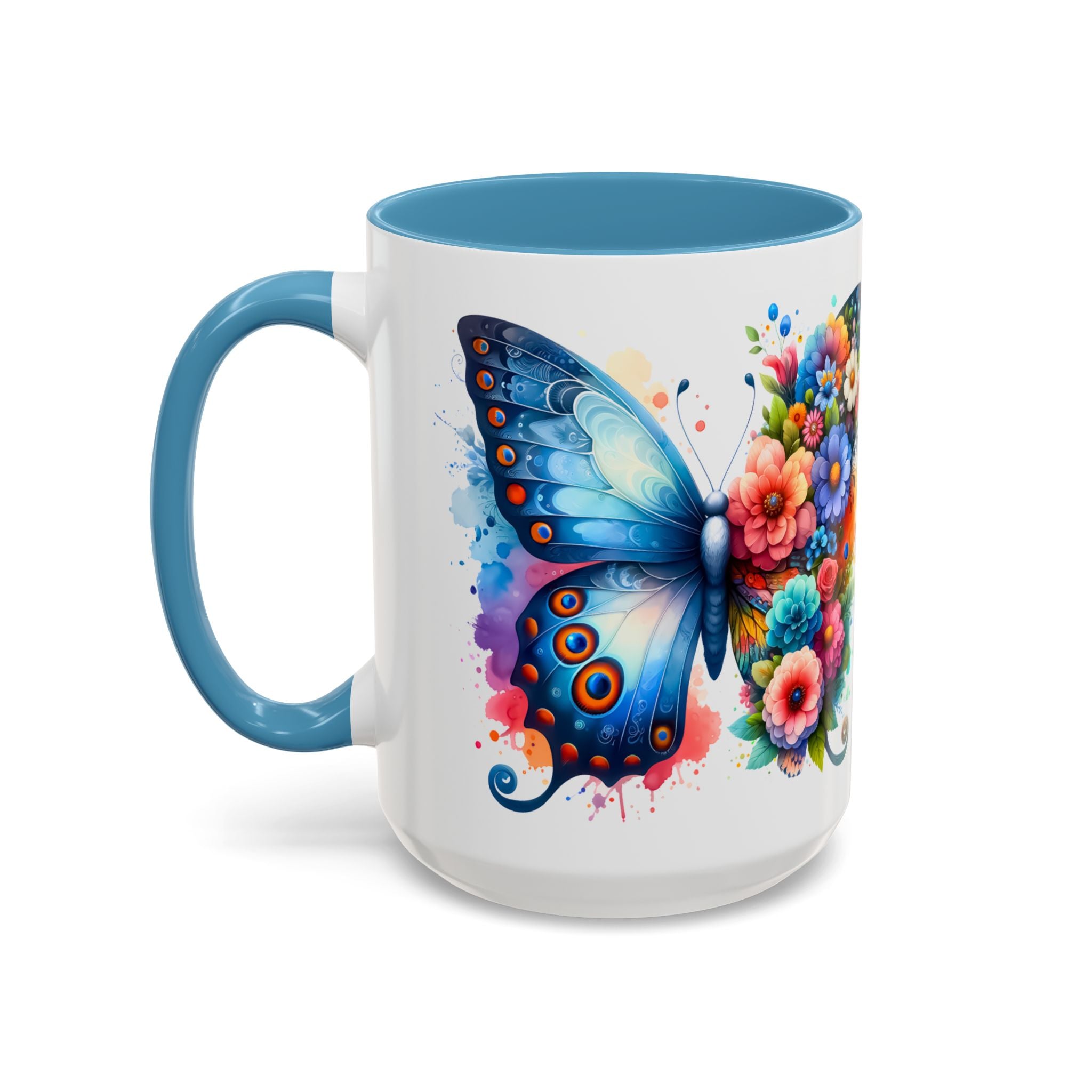 Colorful Floral Butterfly Accent Coffee Mug – Vibrant Artistic 11/15oz nature lover